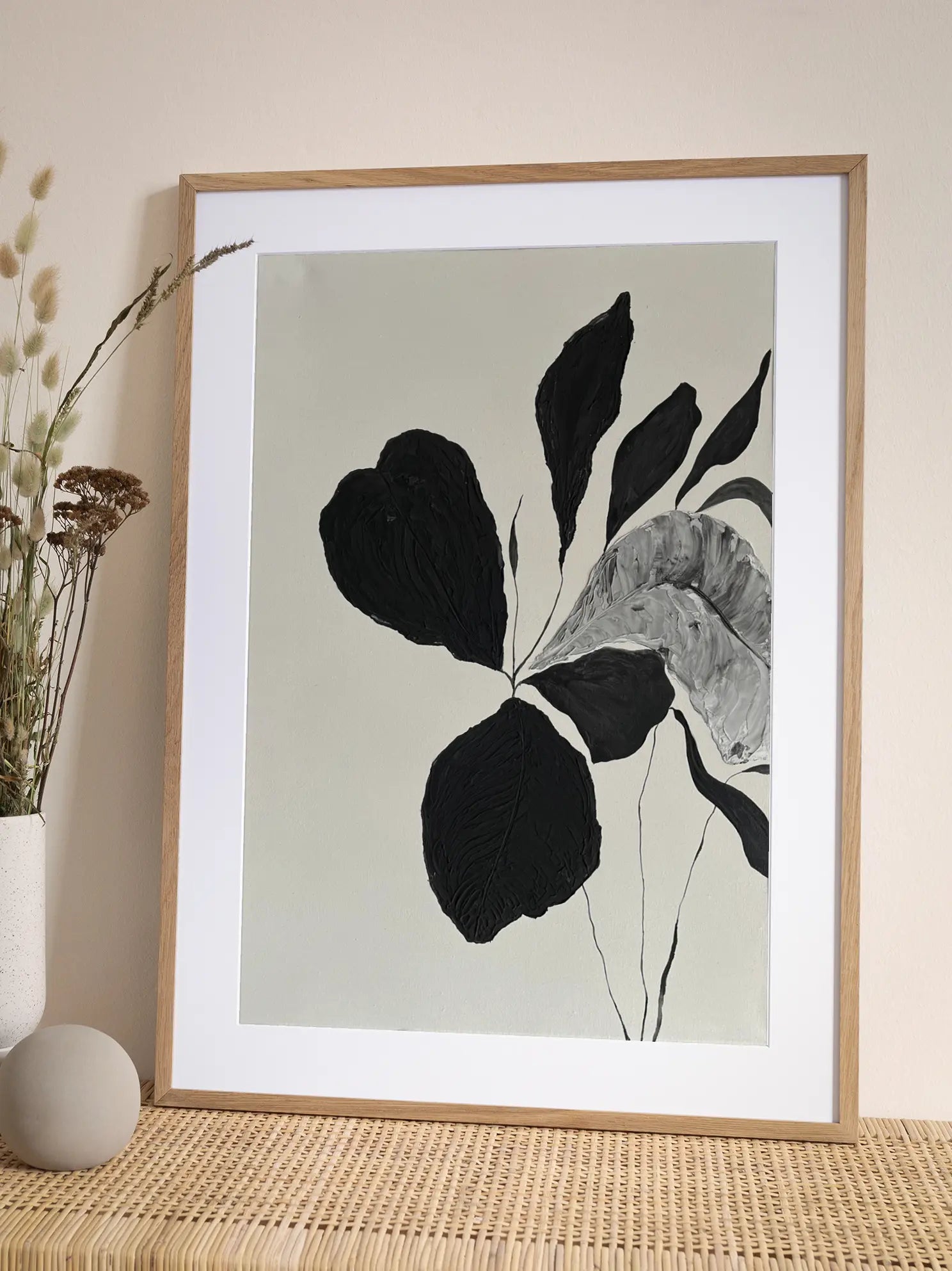 Textured Black Botanical No2 Poster