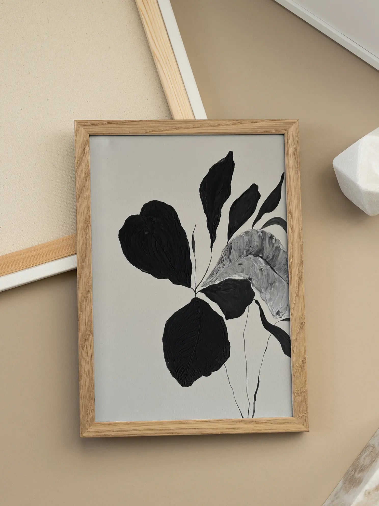Textured Black Botanical No2 Poster