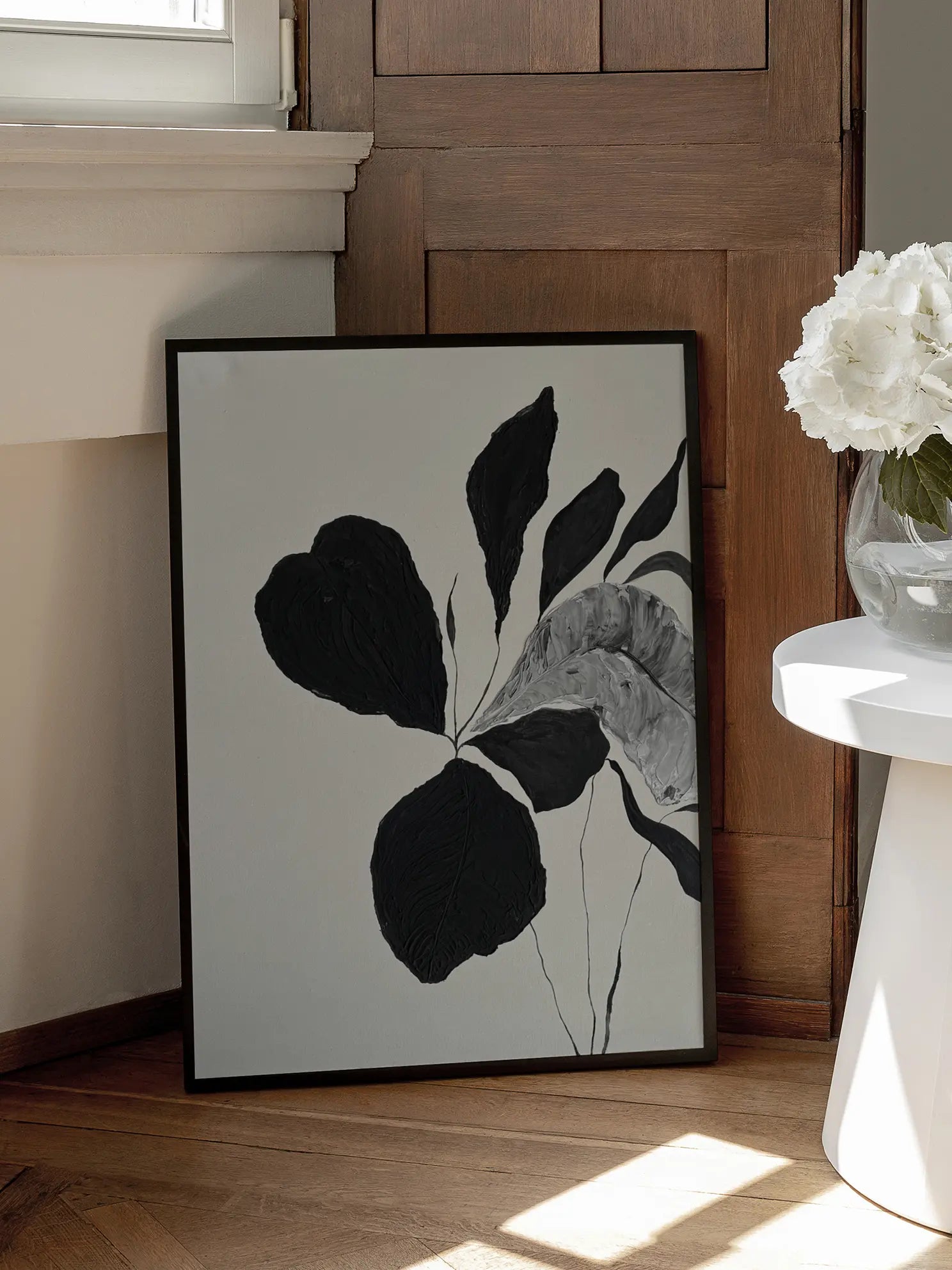 Textured Black Botanical No2 Poster