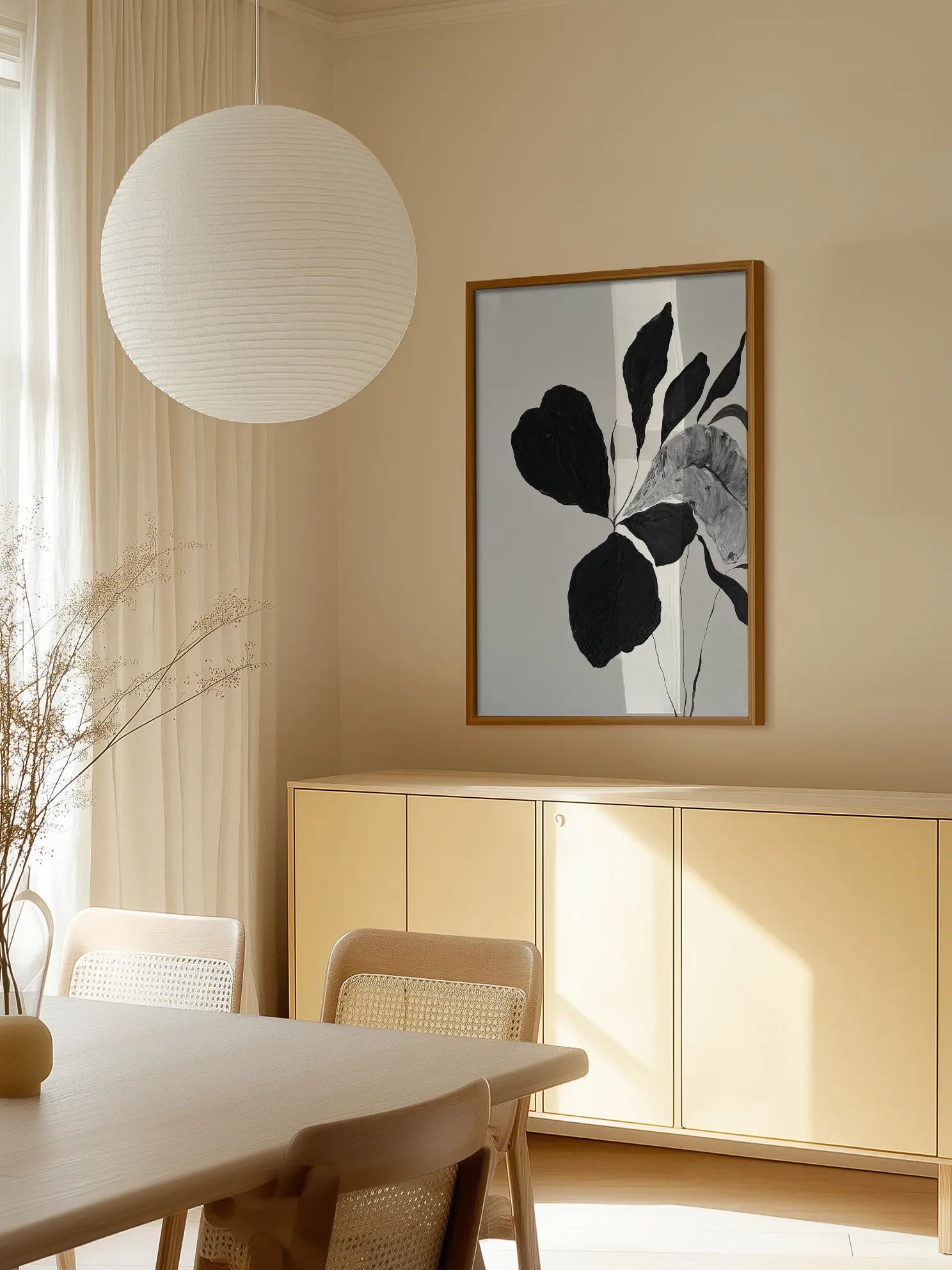 Textured Black Botanical No2 Poster