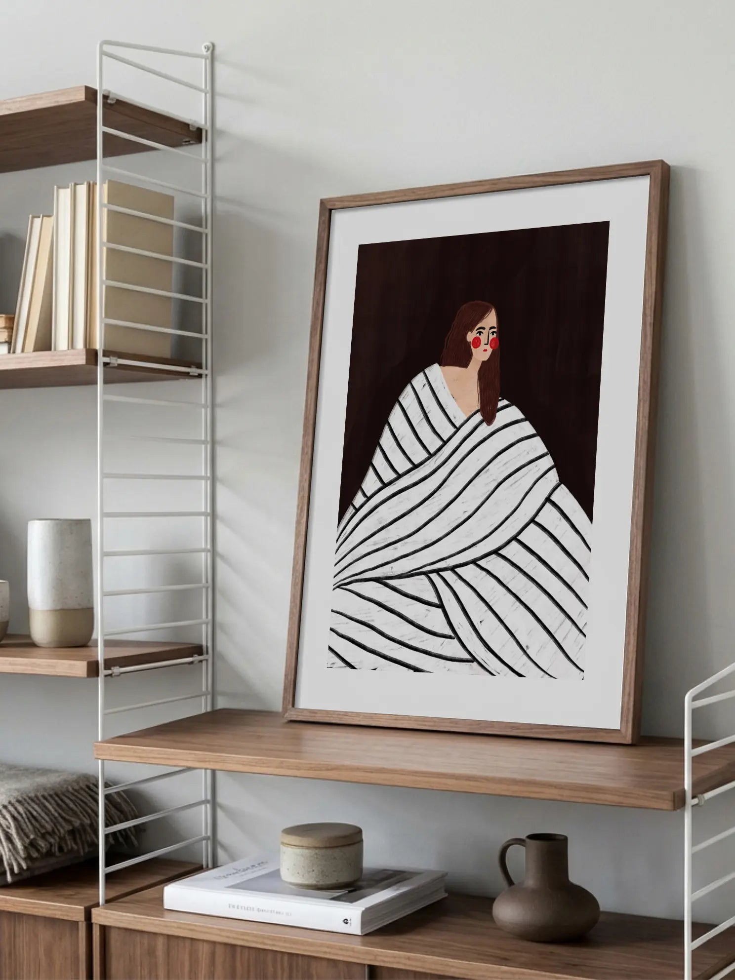 The Woman With Black and White Stripes Poster