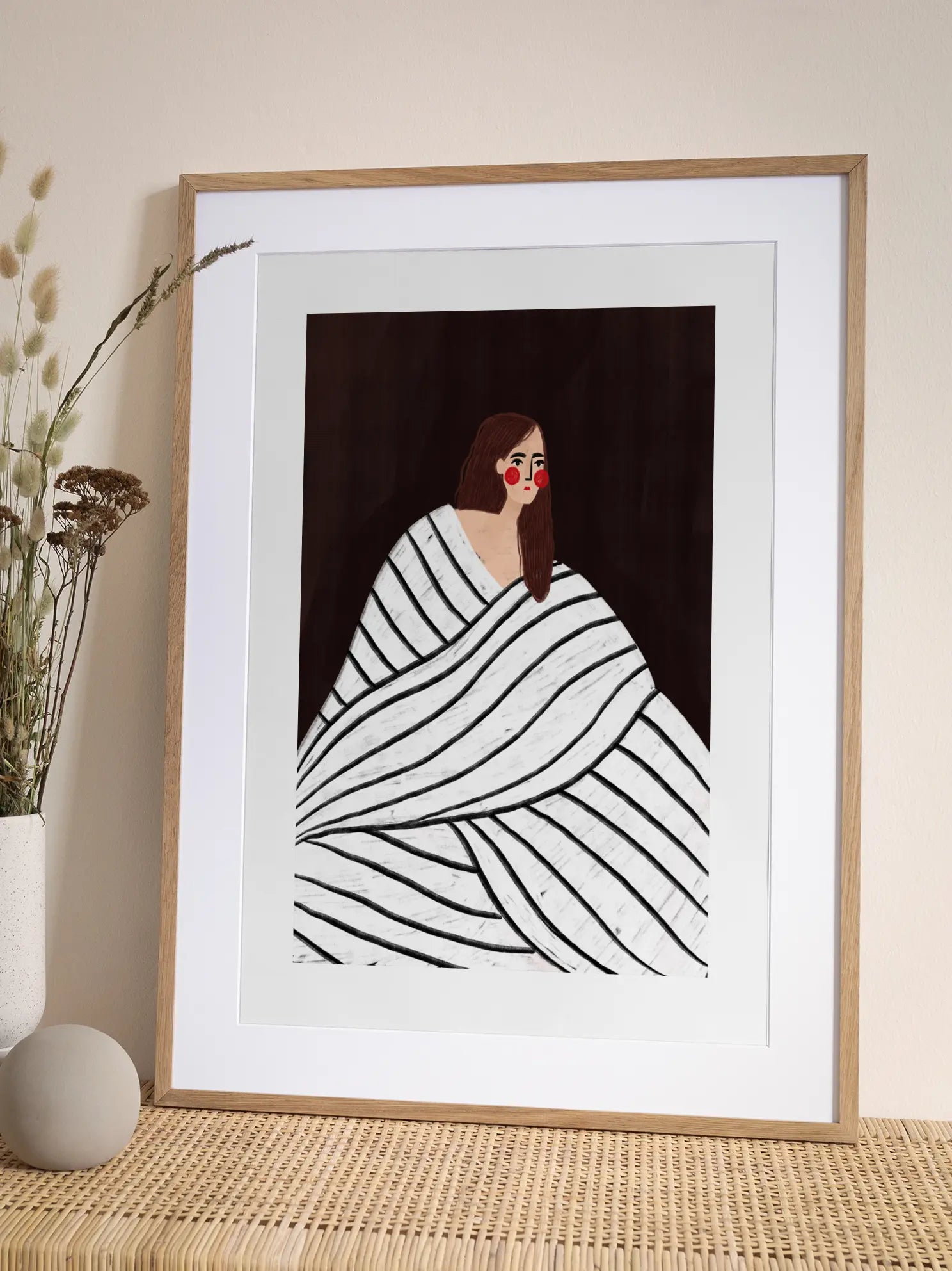 The Woman With Black and White Stripes Poster