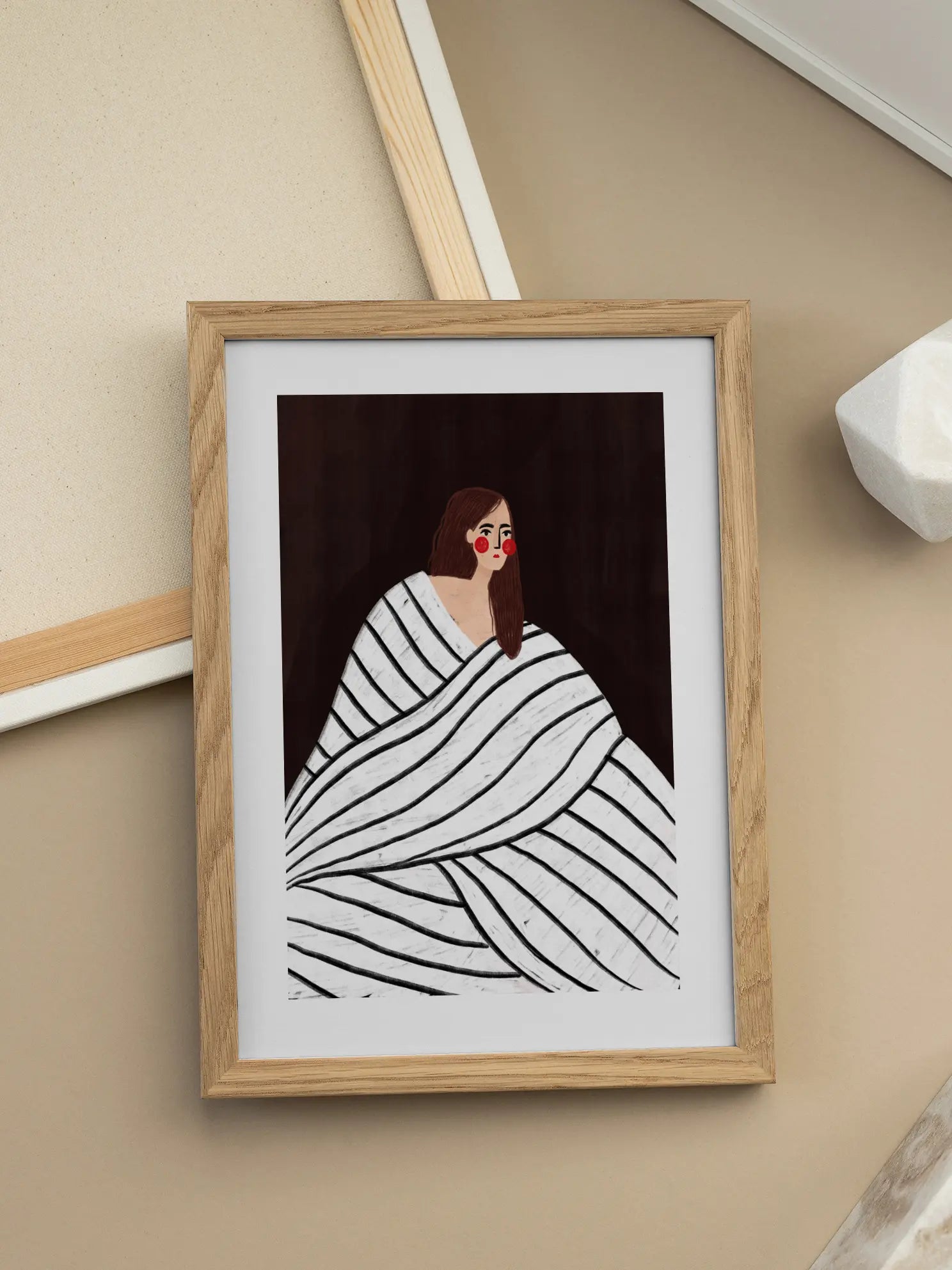 The Woman With Black and White Stripes Poster