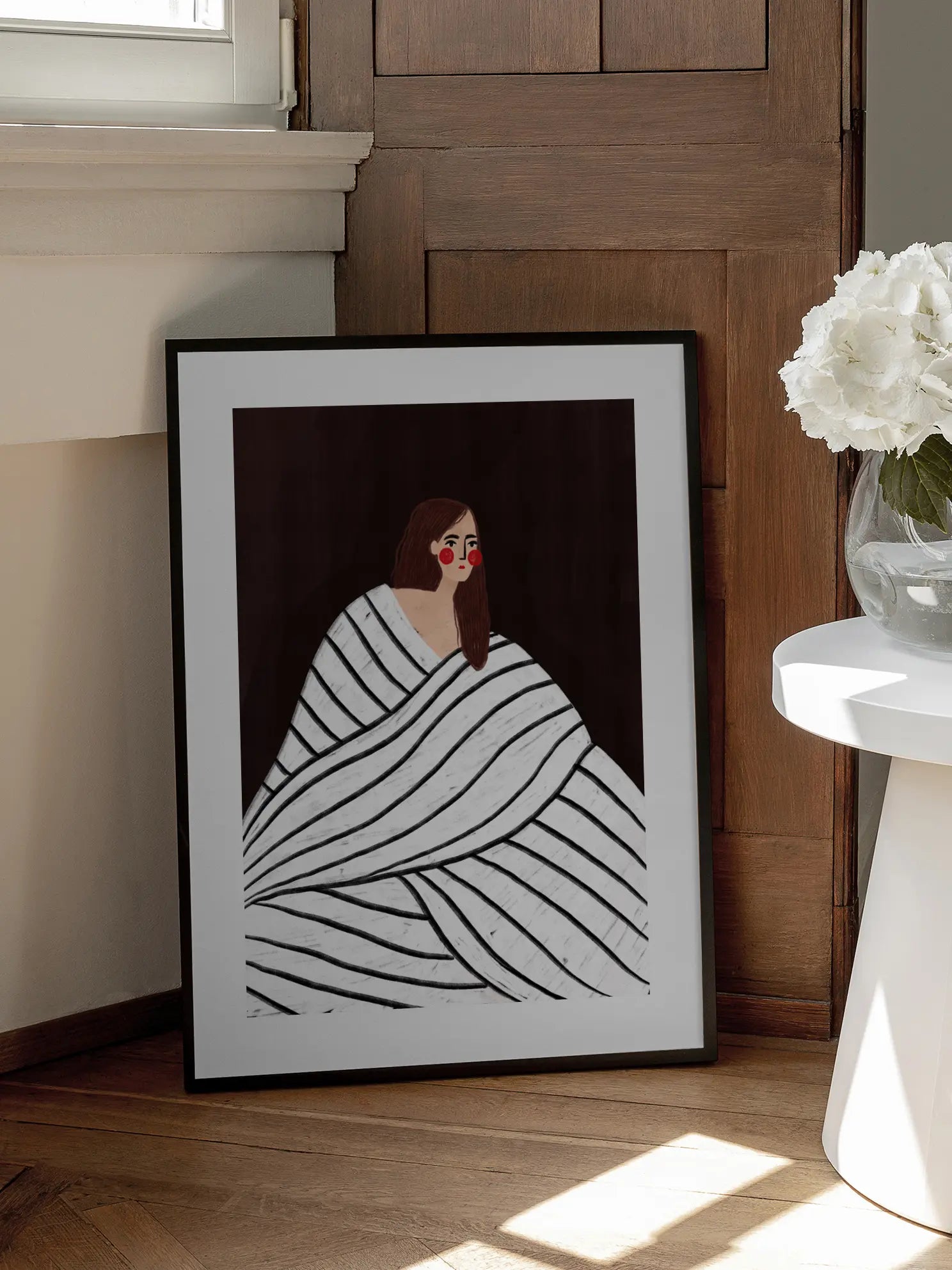 The Woman With Black and White Stripes Poster