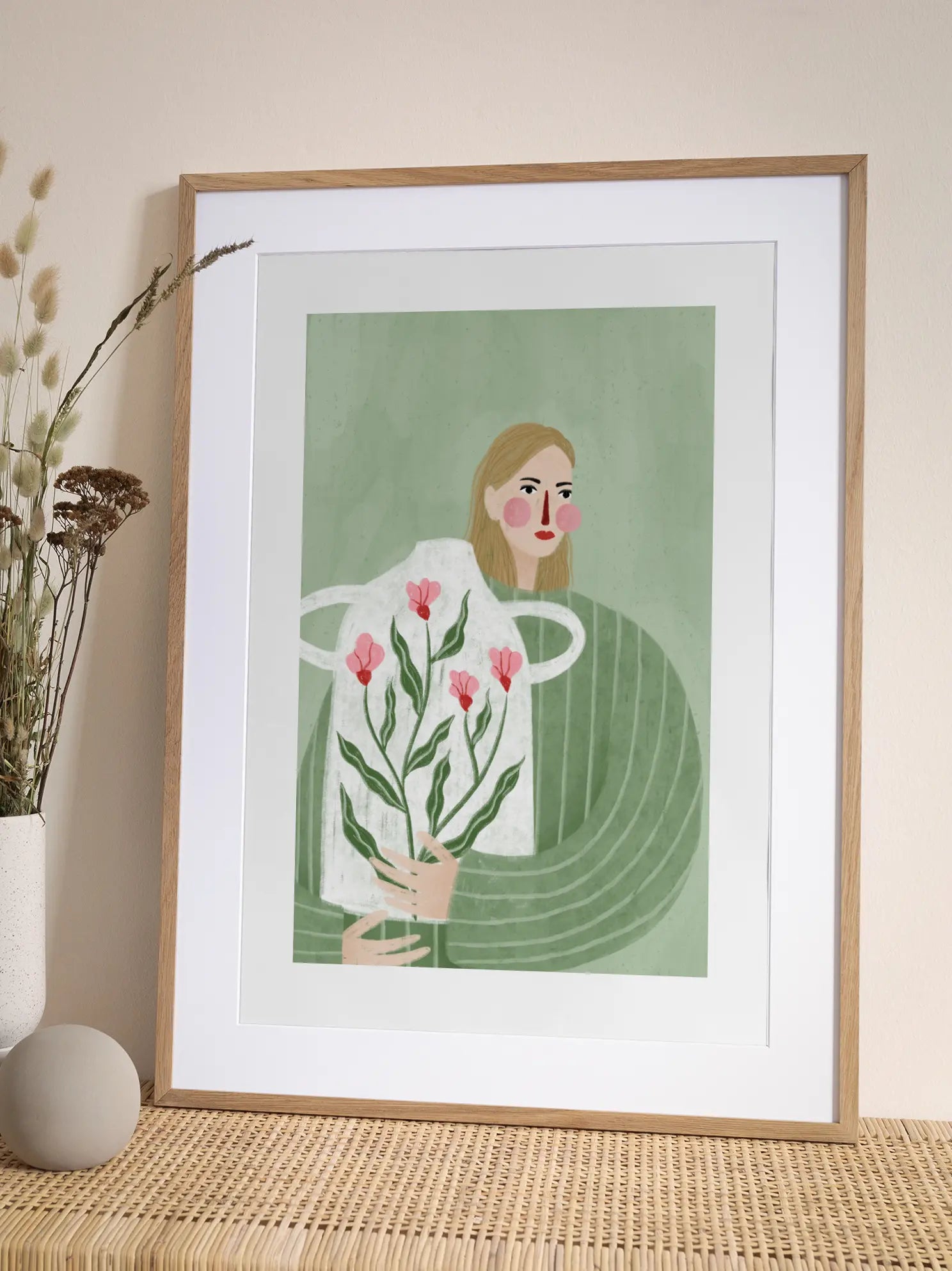 The Woman With Pink Vase Poster