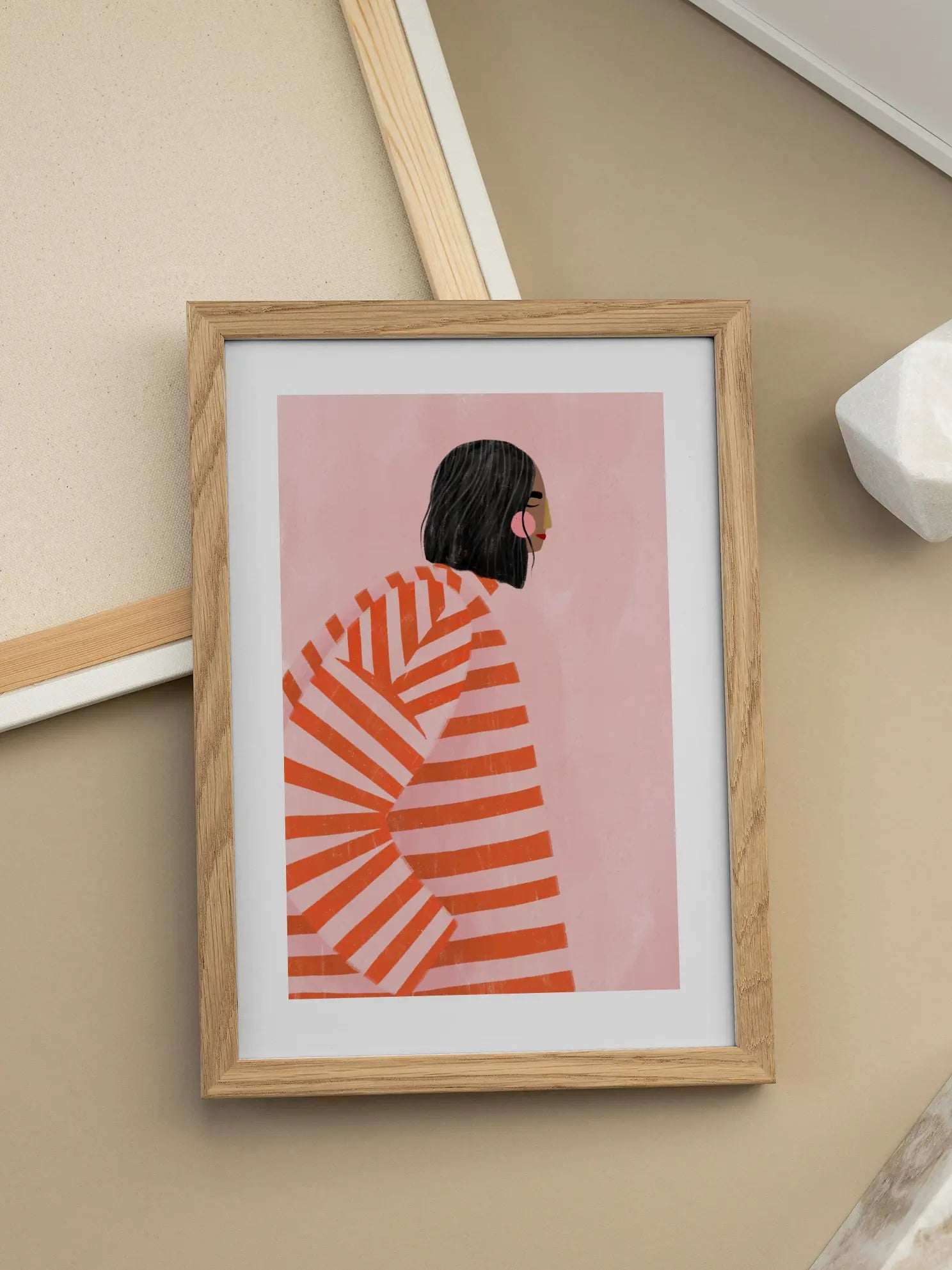 The Woman With the Orange Stripes Poster