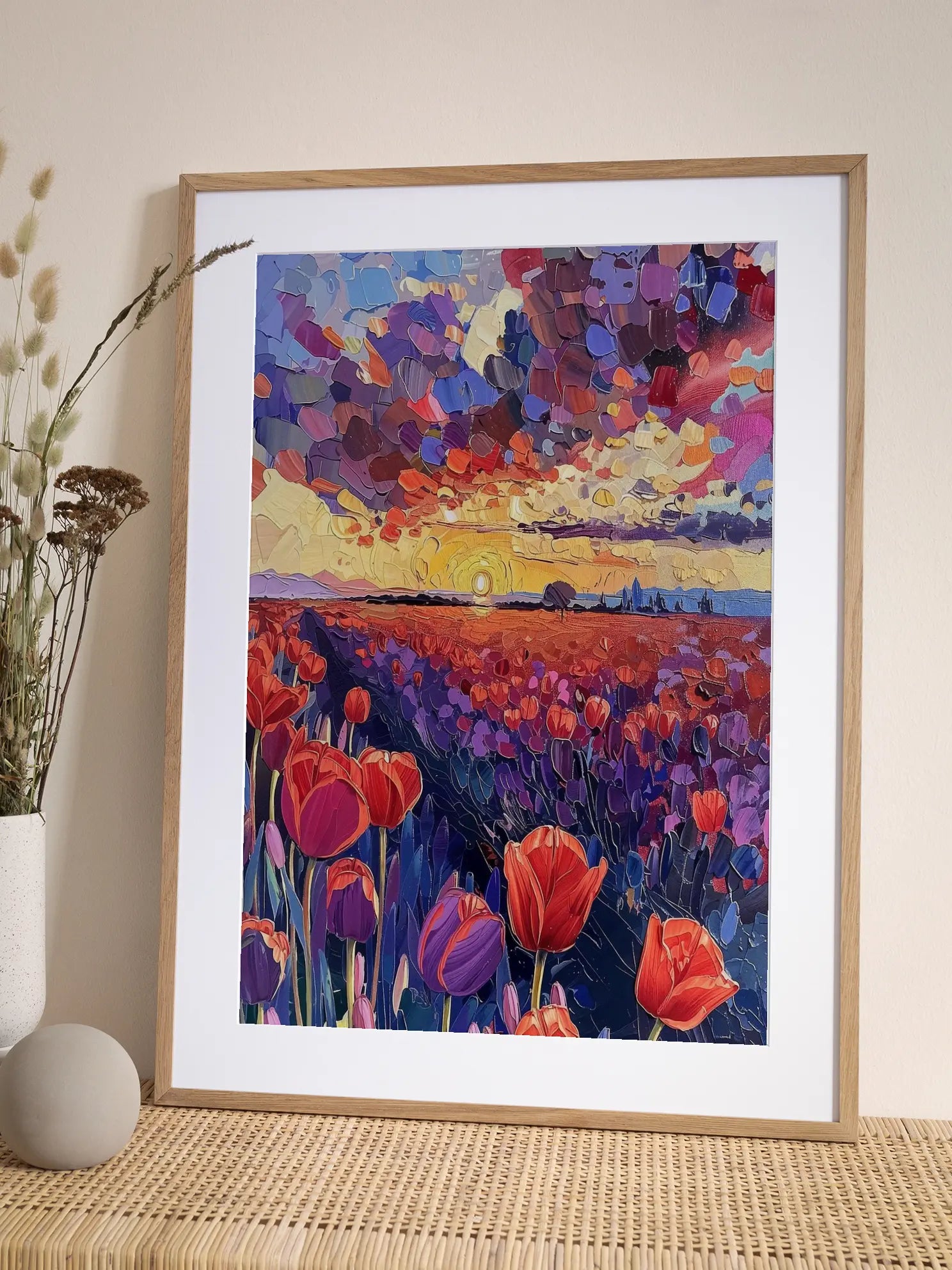 Tulip Field Sunset Poster