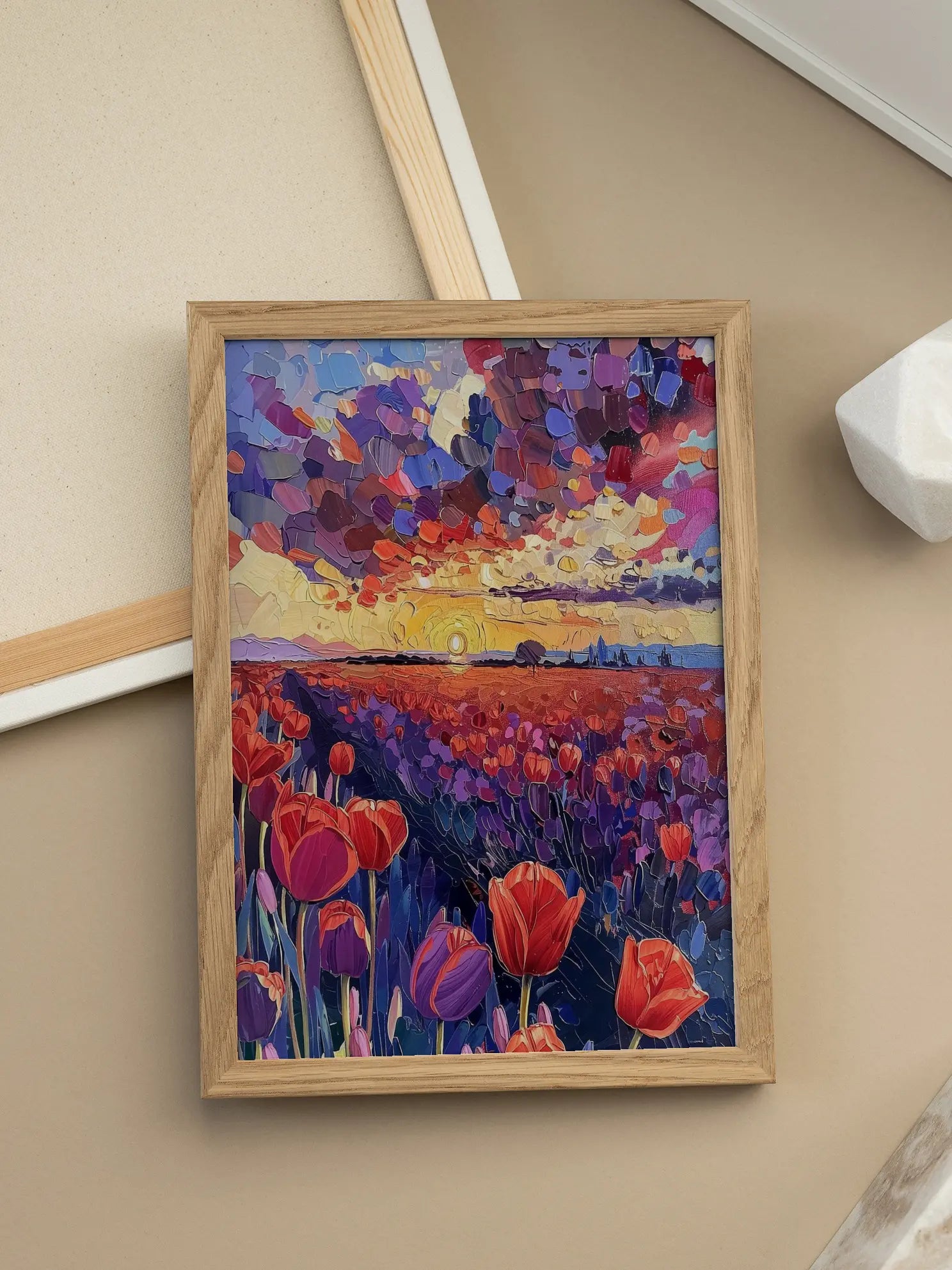 Tulip Field Sunset Poster