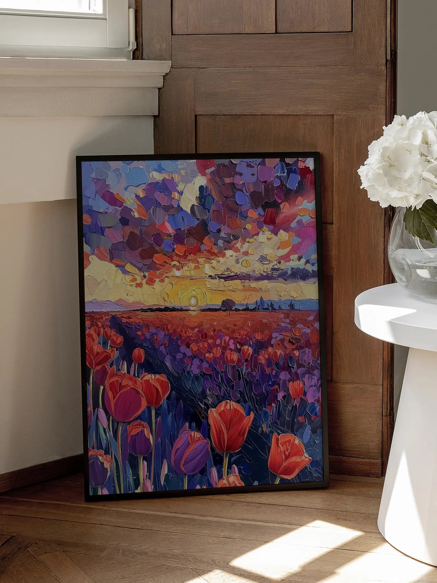 Tulip Field Sunset Poster