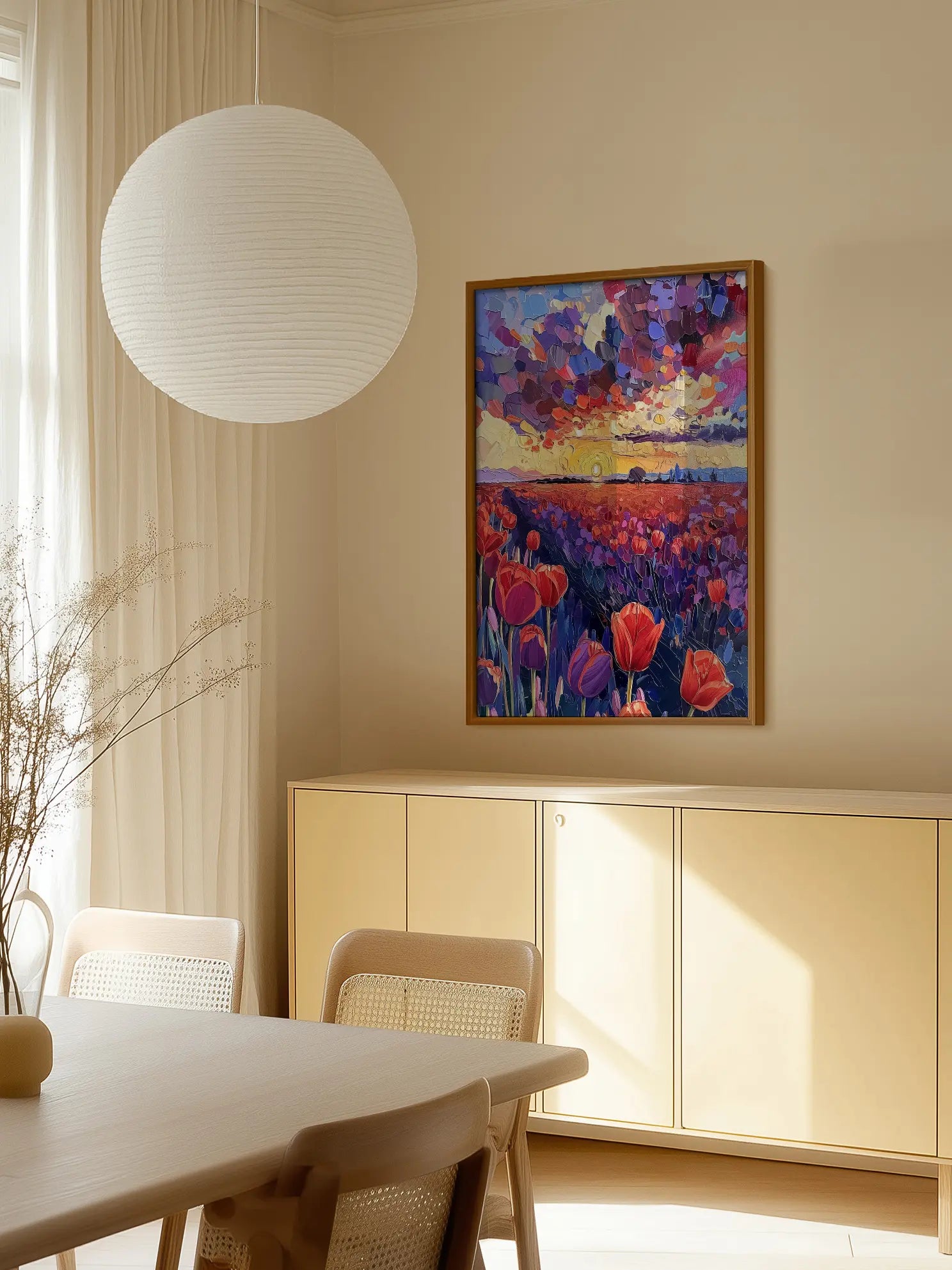 Tulip Field Sunset Poster