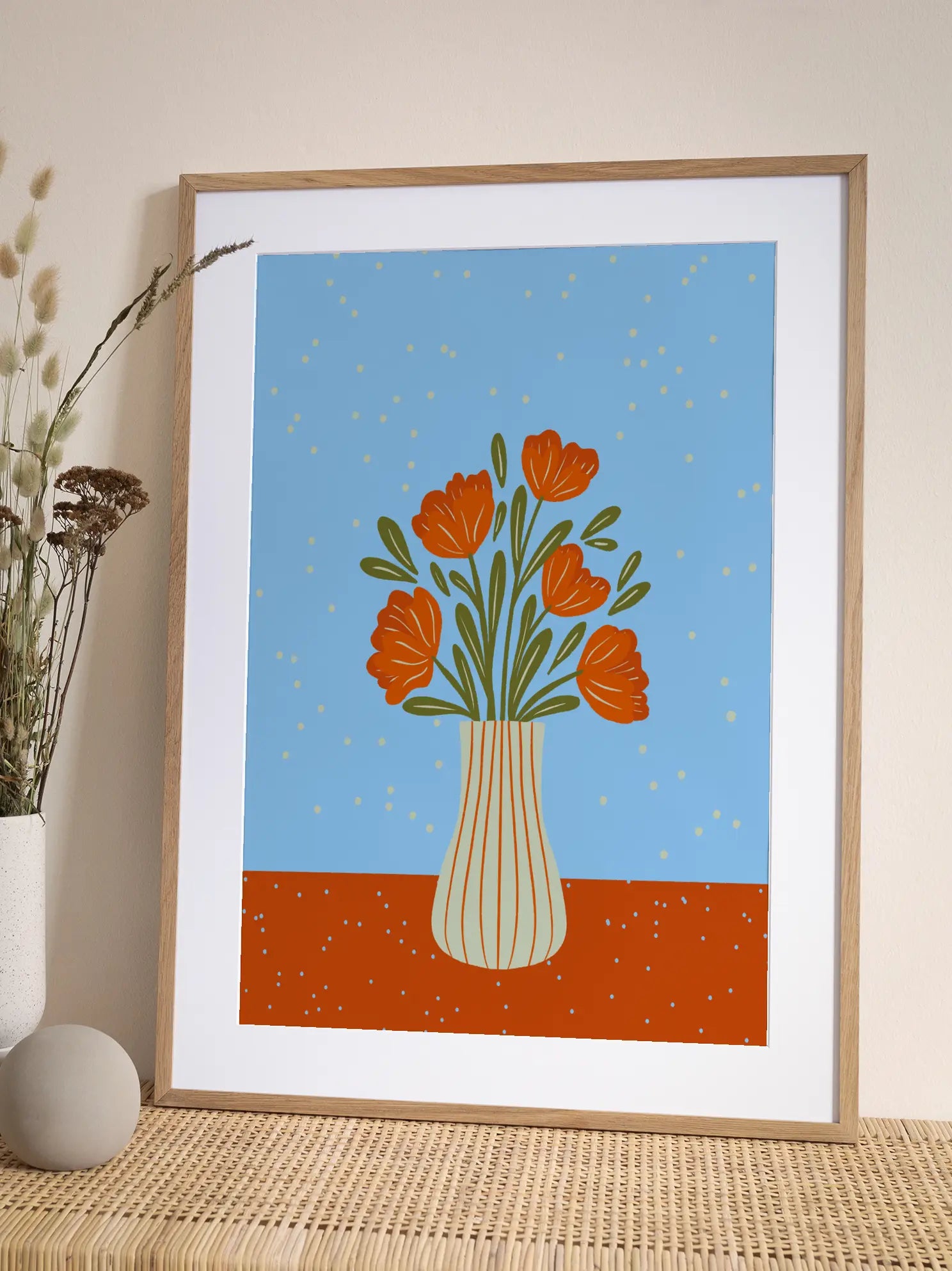 Tulips in a Vase Illustration Poster