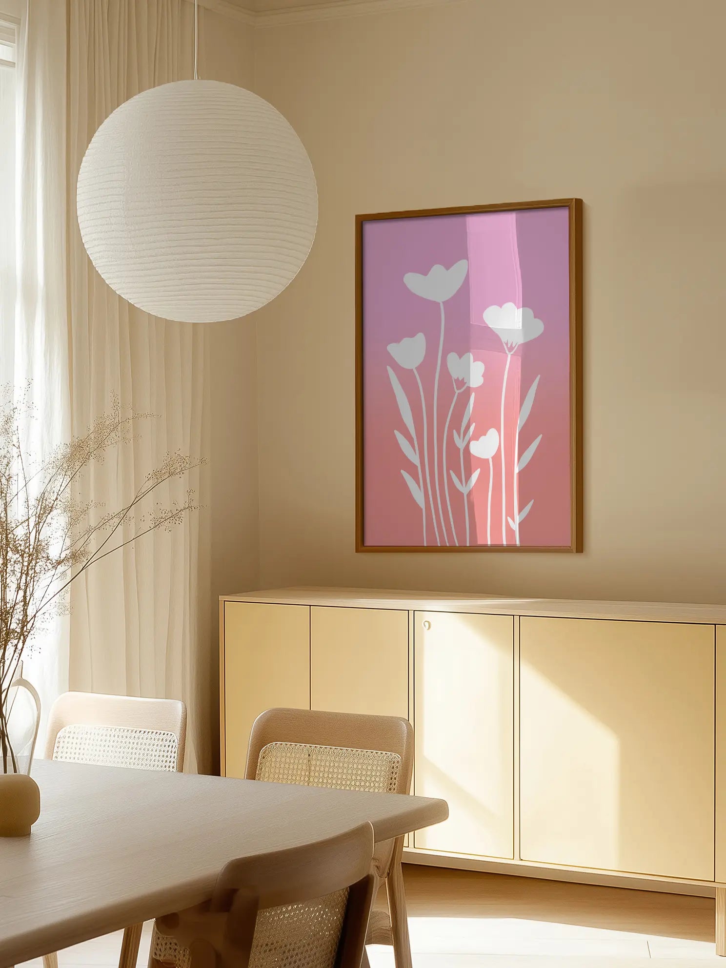 White Flowers on Gradient Poster