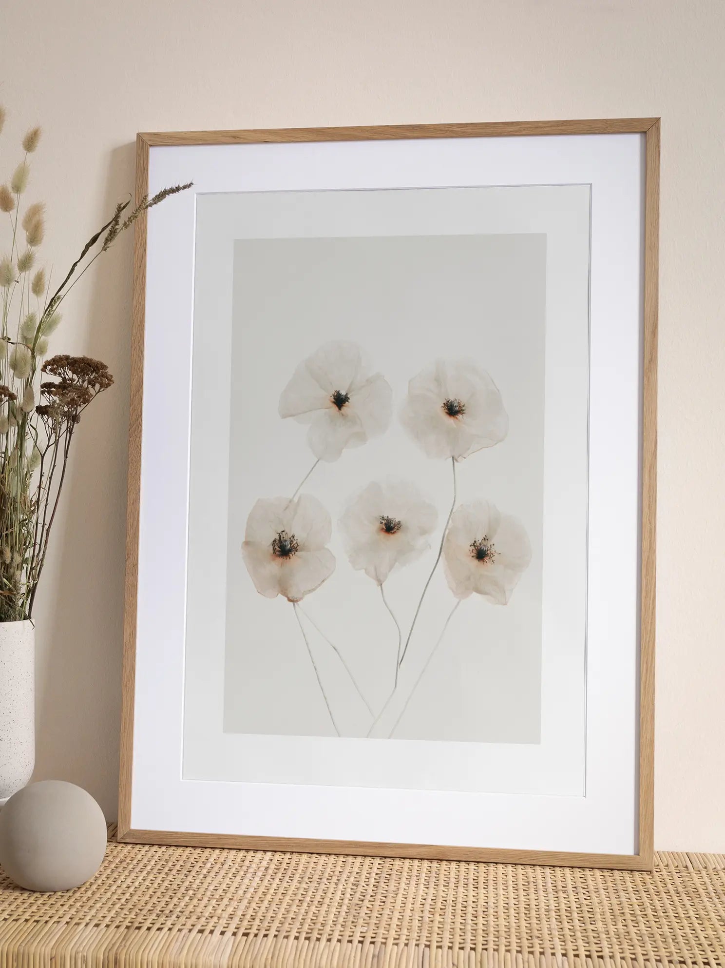 White Poppy Bouquet Poster