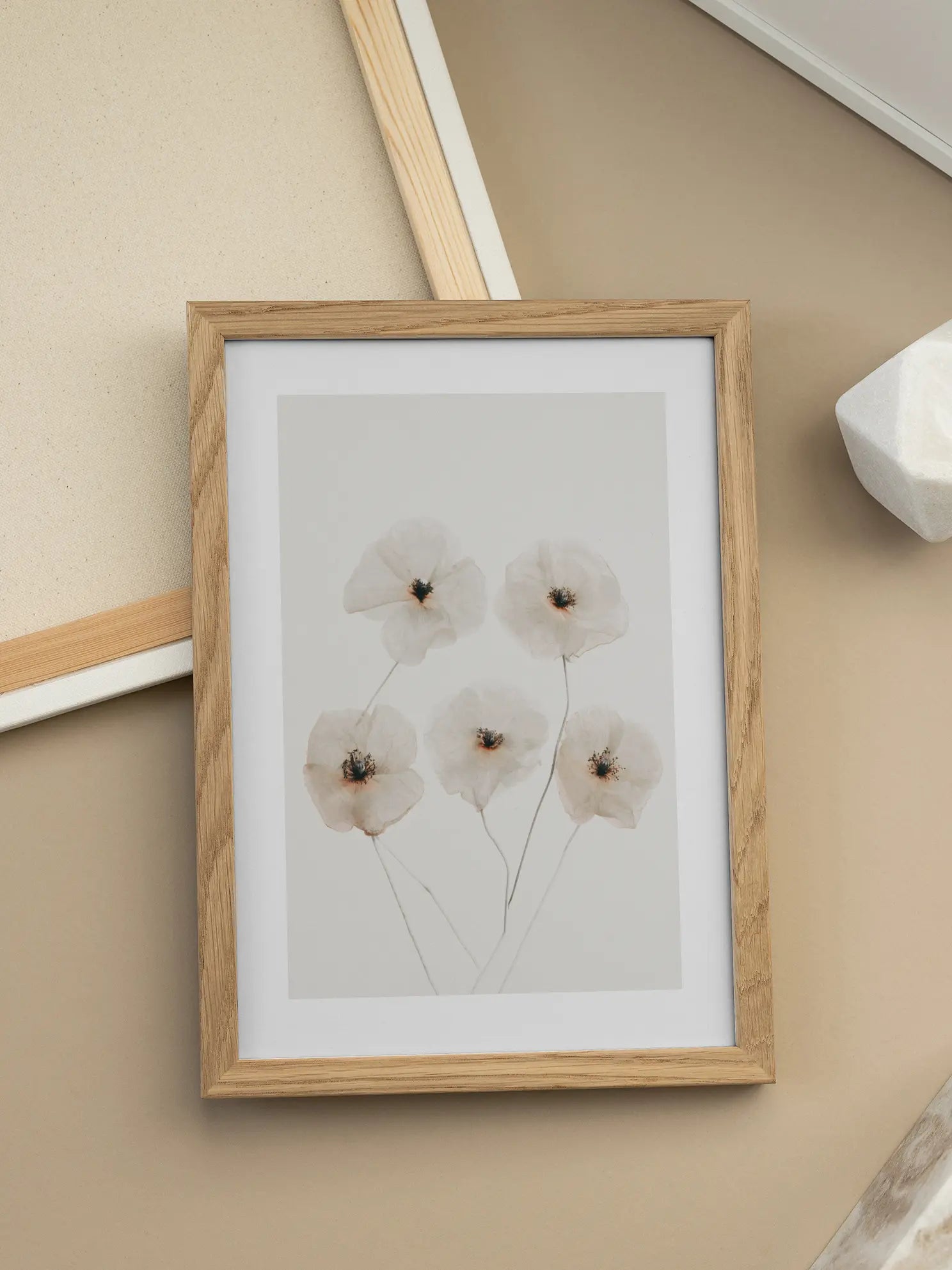 White Poppy Bouquet Poster