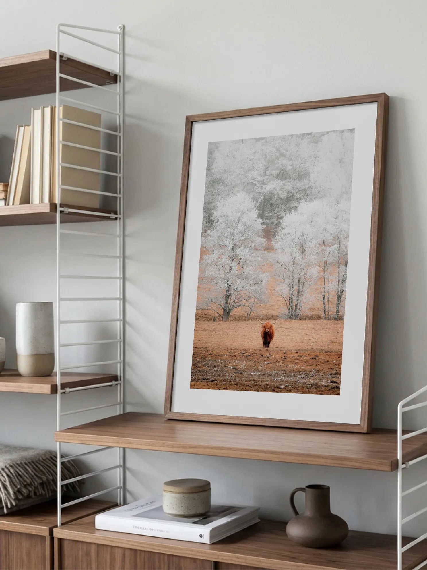 Winter Highland Cow Poster
