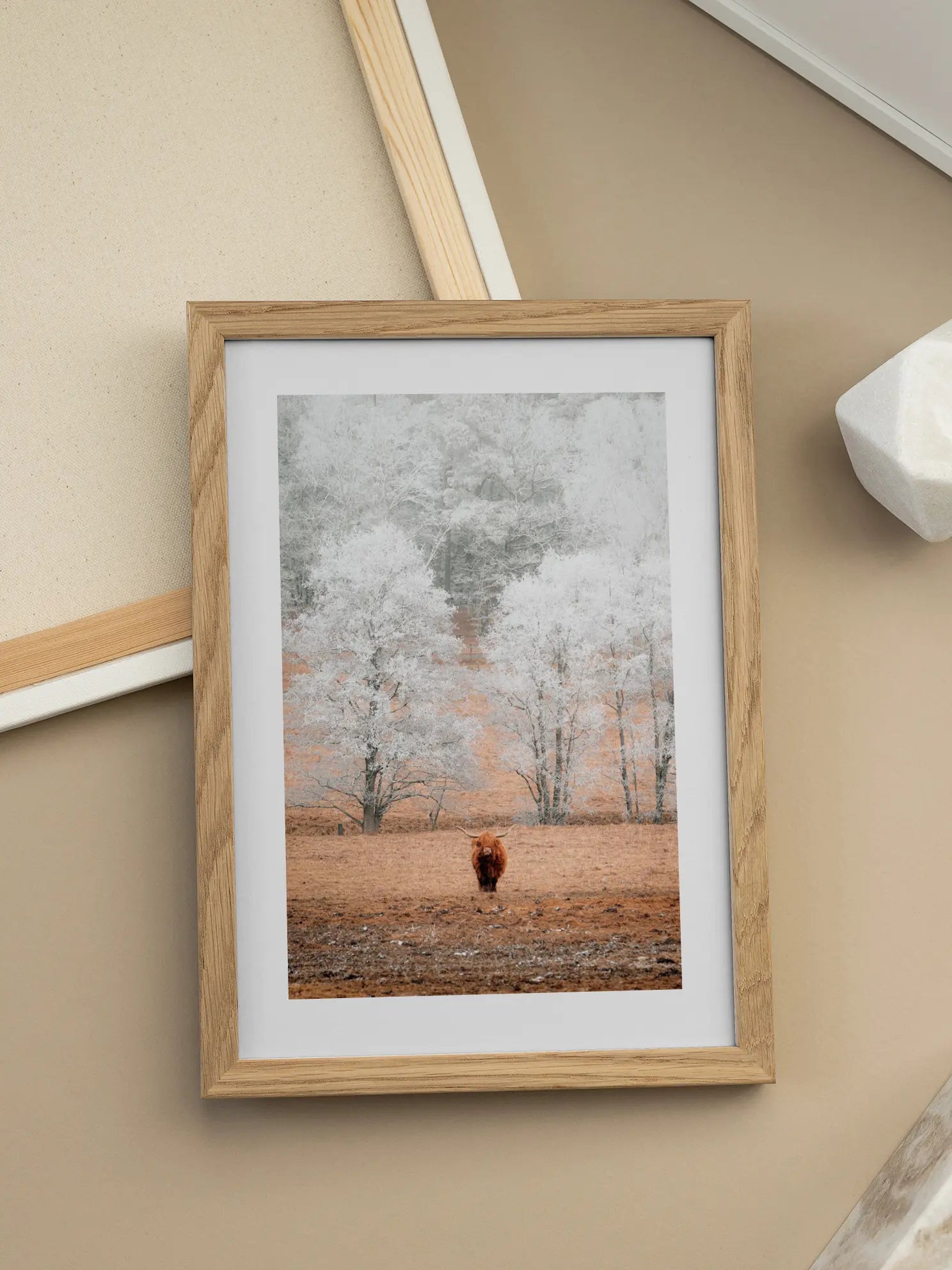 Winter Highland Cow Poster
