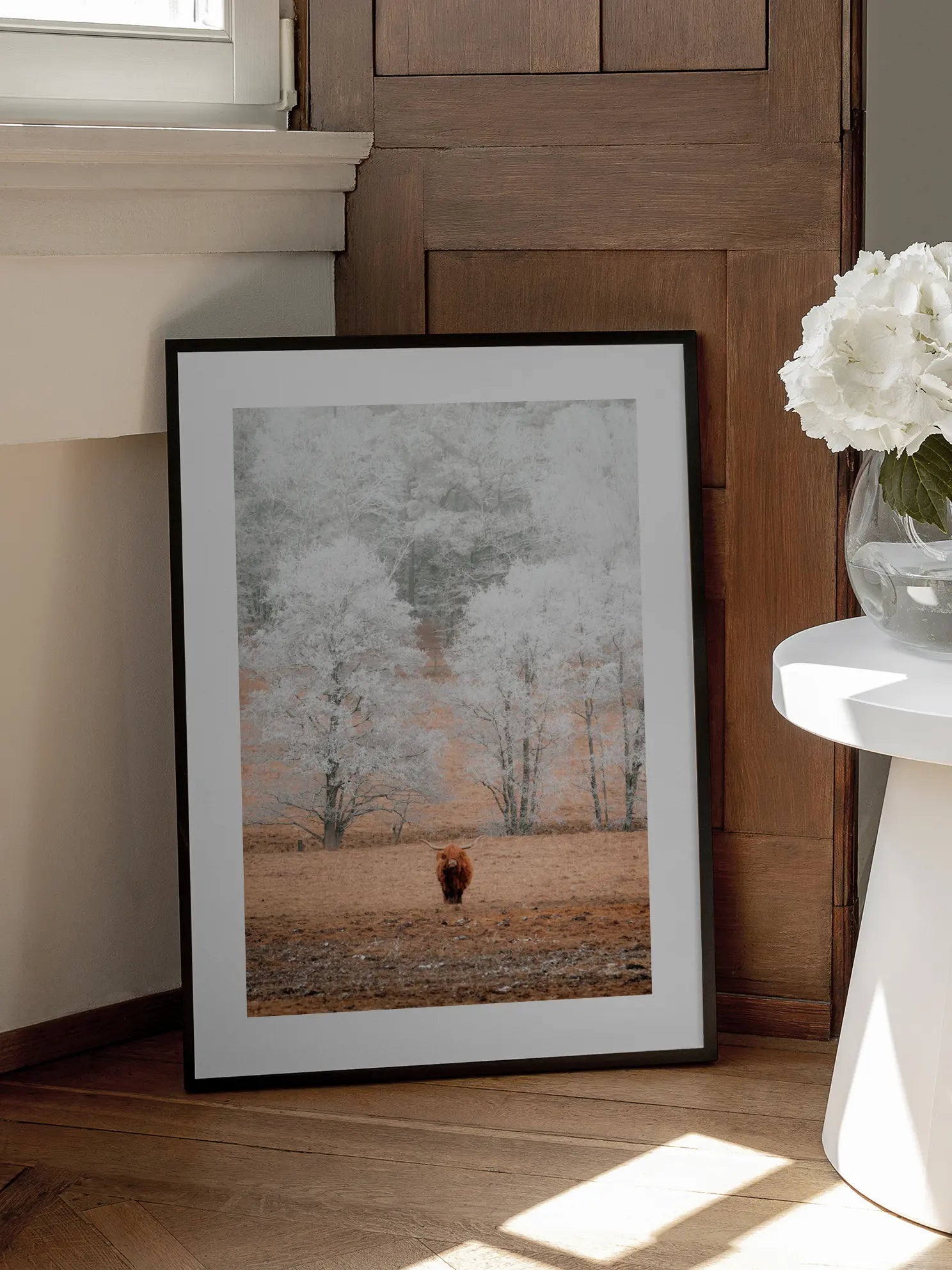 Winter Highland Cow Poster