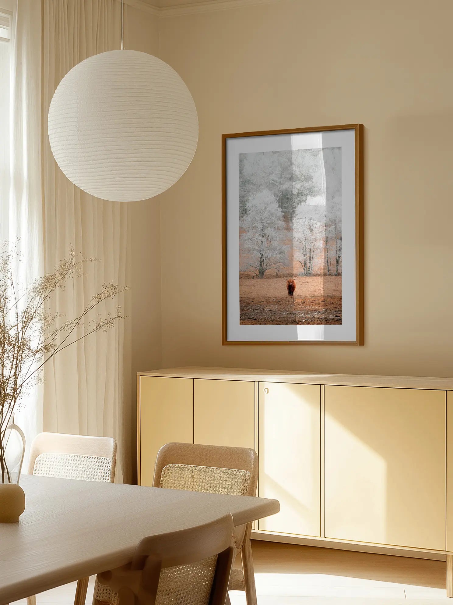Winter Highland Cow Poster