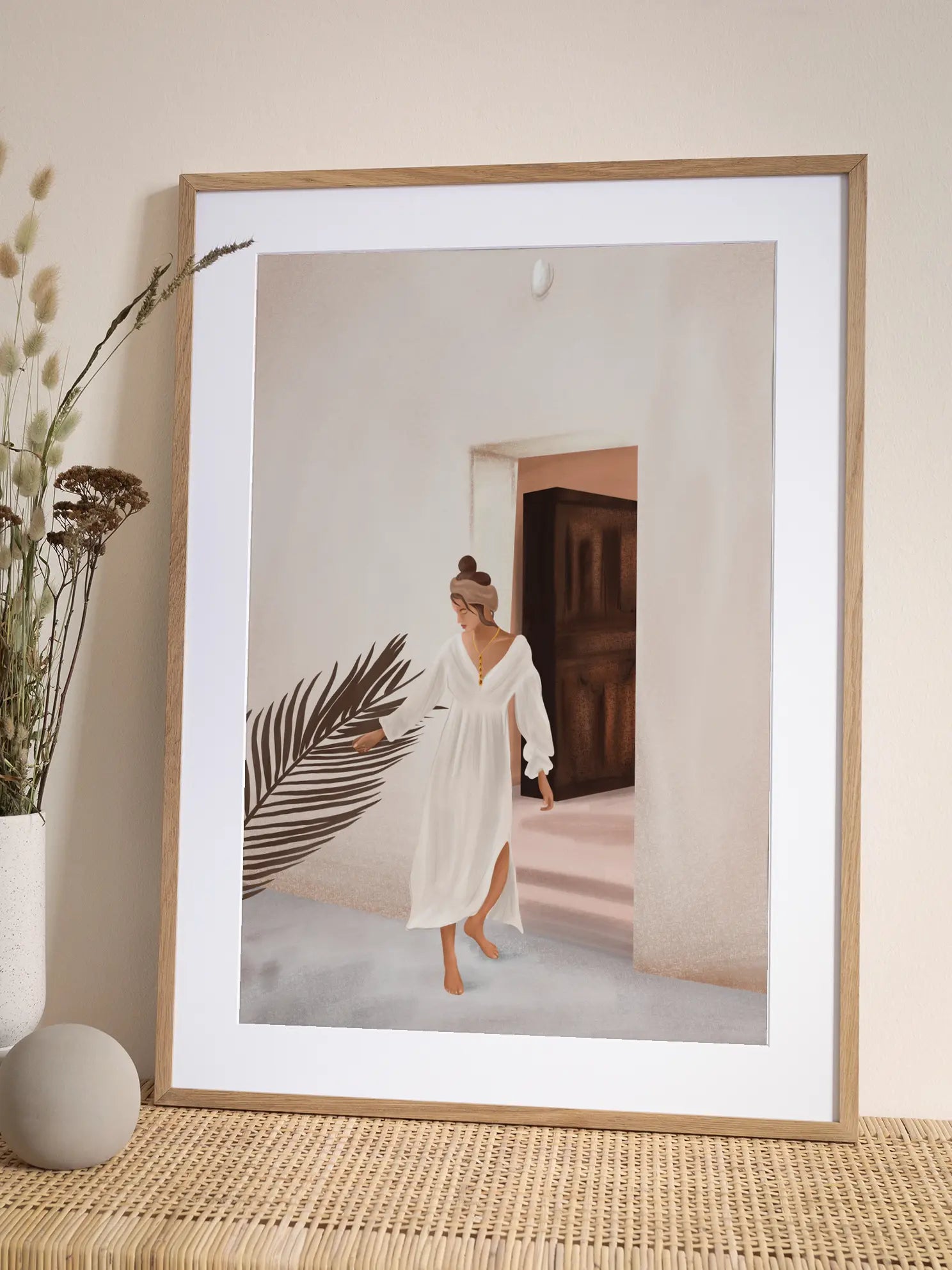 Woman in White Dress Poster