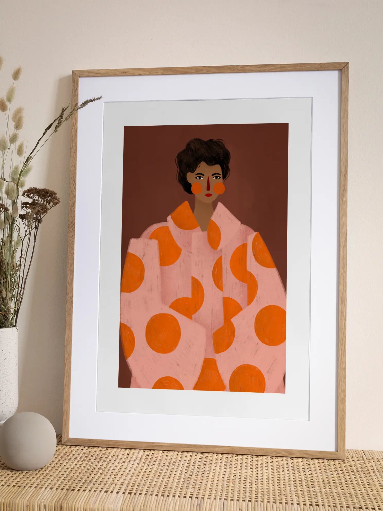 Woman With Orange Dots Poster