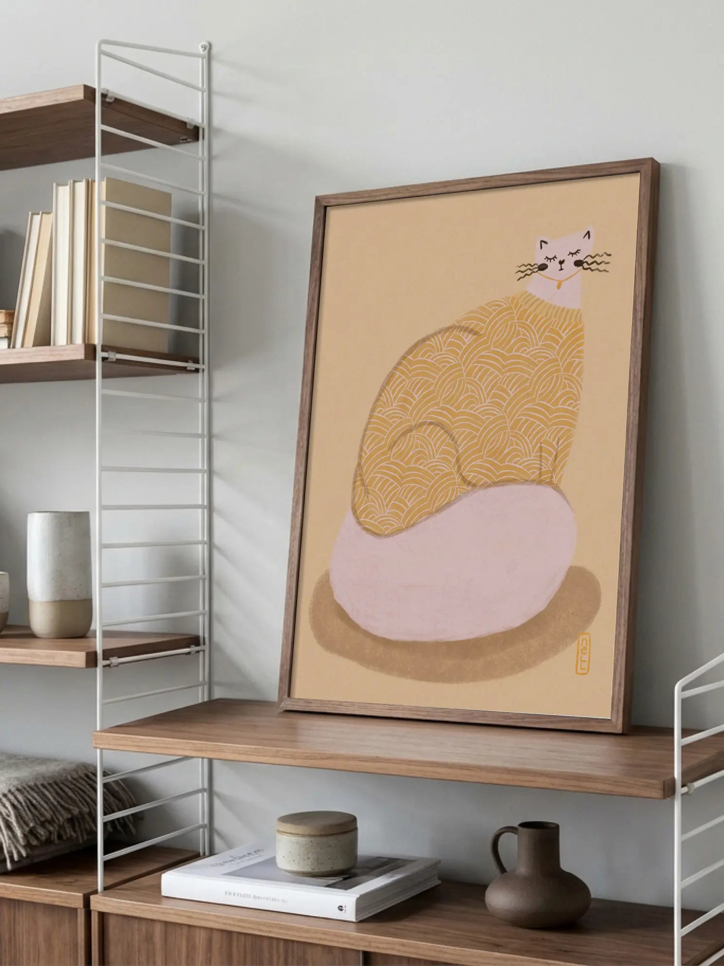 Yellow Cozy Cat Poster