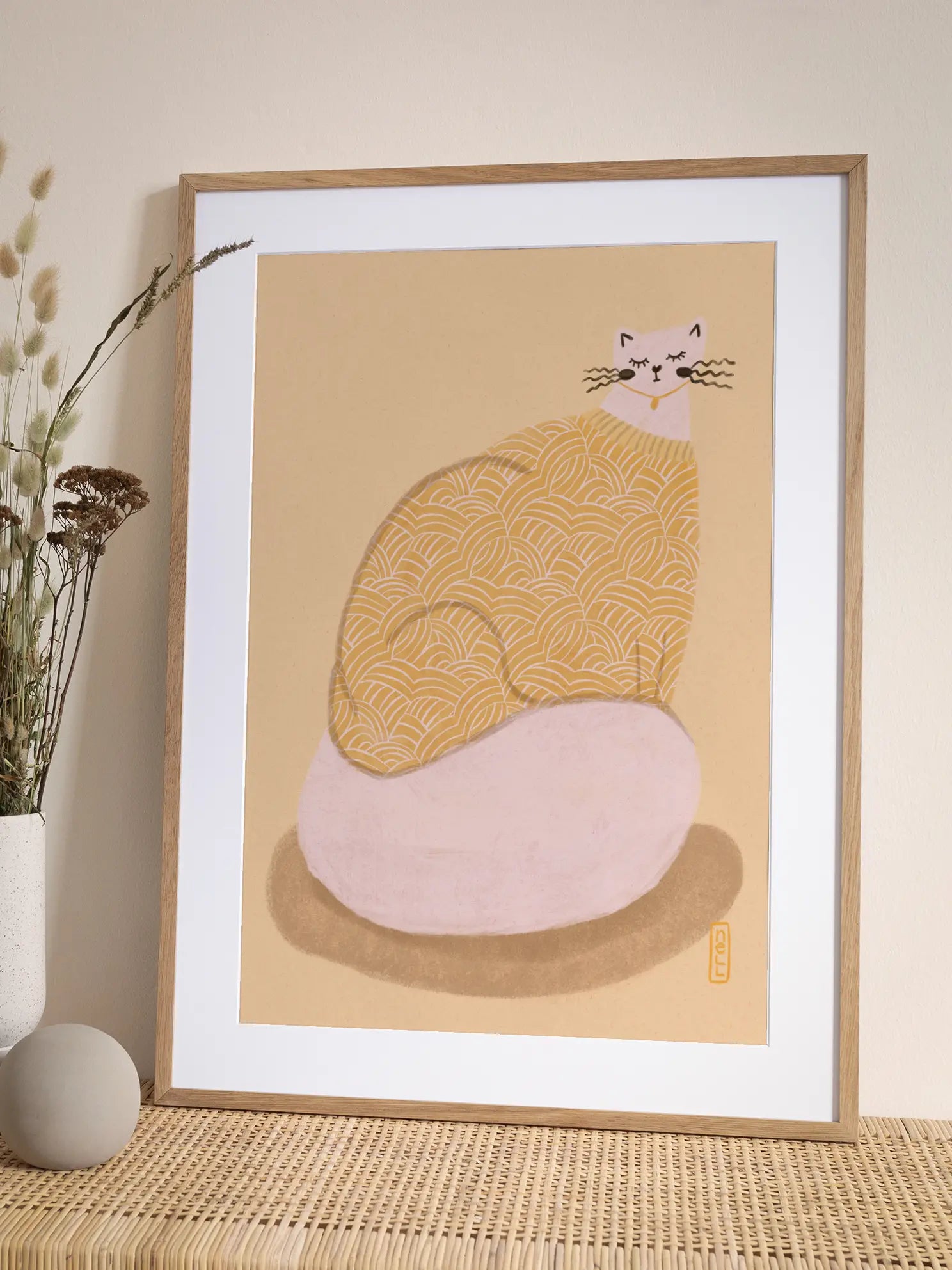 Yellow Cozy Cat Poster
