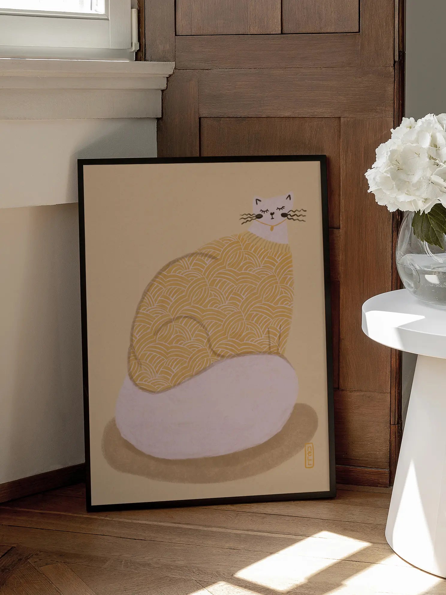 Yellow Cozy Cat Poster