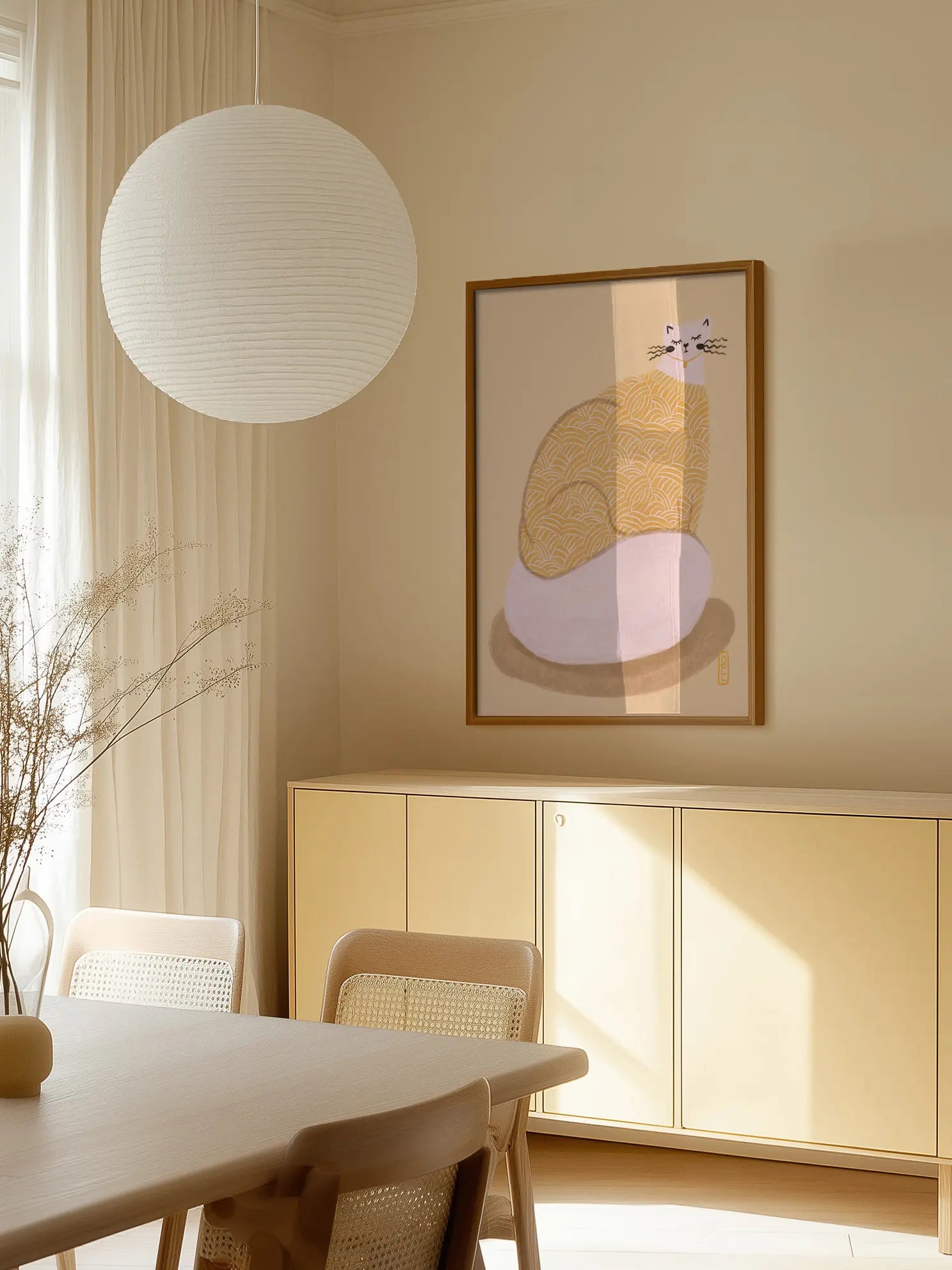Yellow Cozy Cat Poster