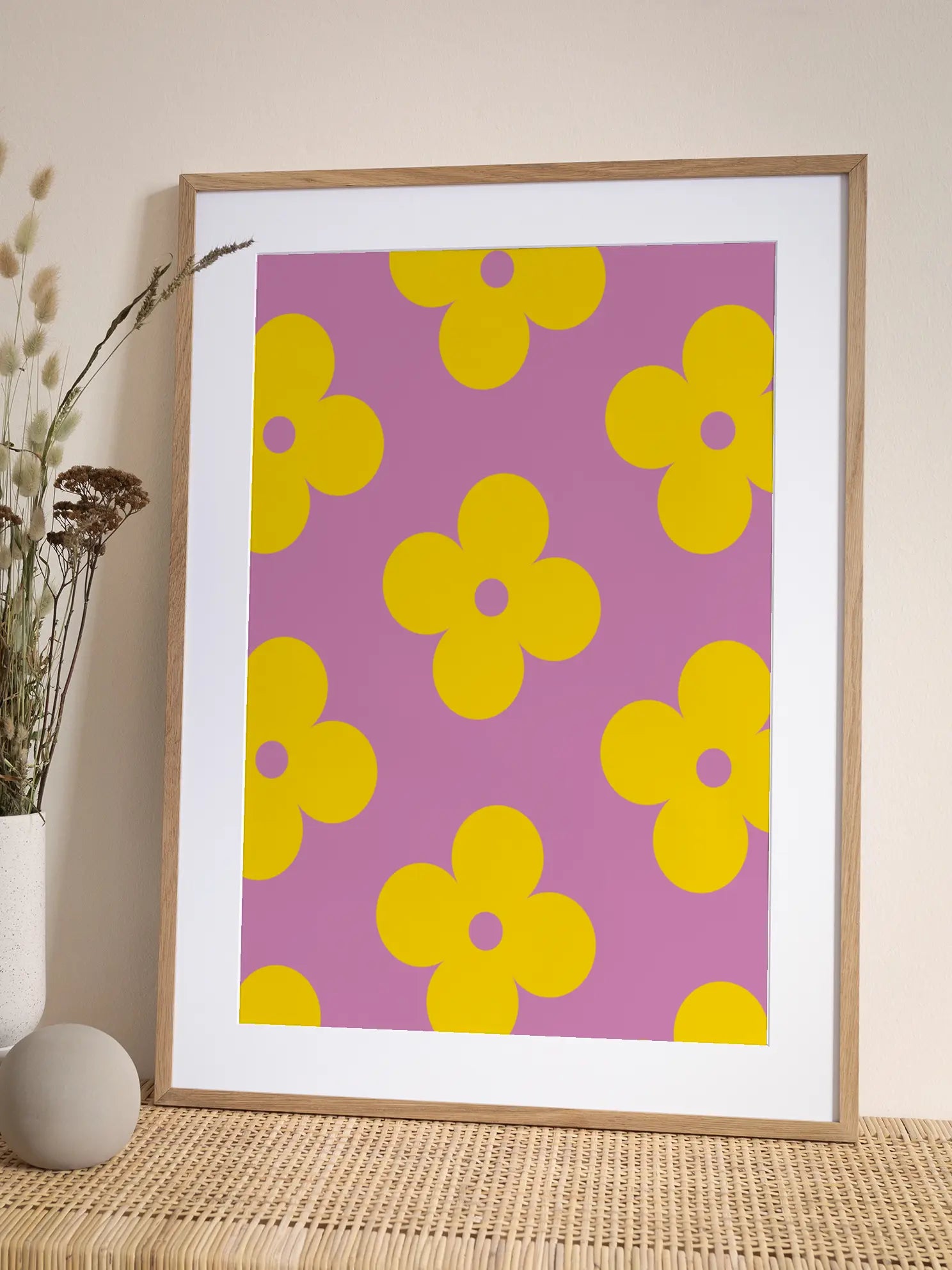 Yellow Flower Pattern Poster