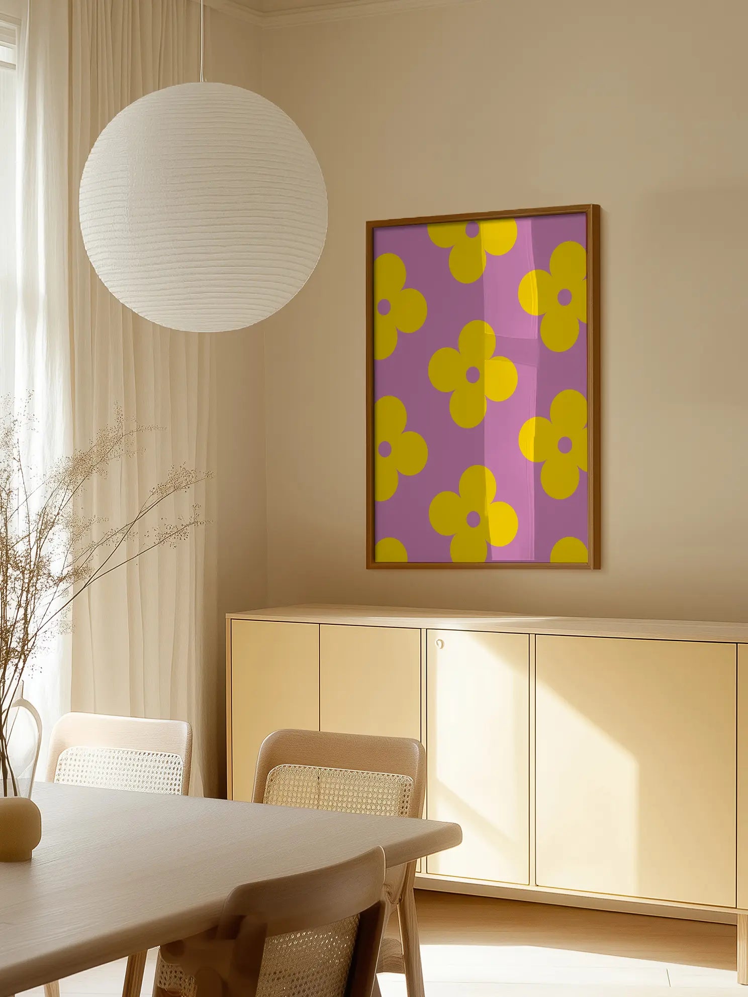 Yellow Flower Pattern Poster