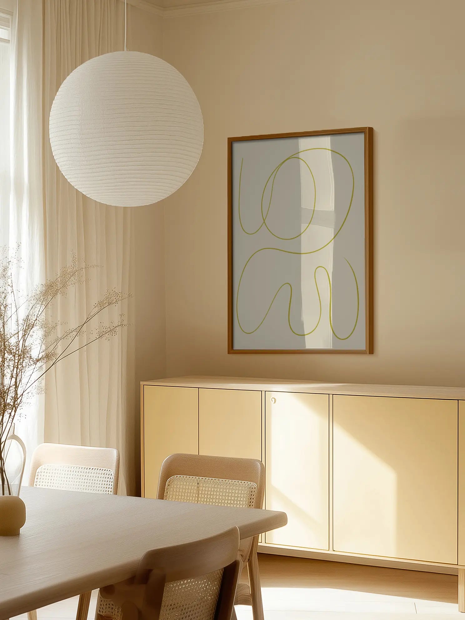 Yellow Line Art Poster