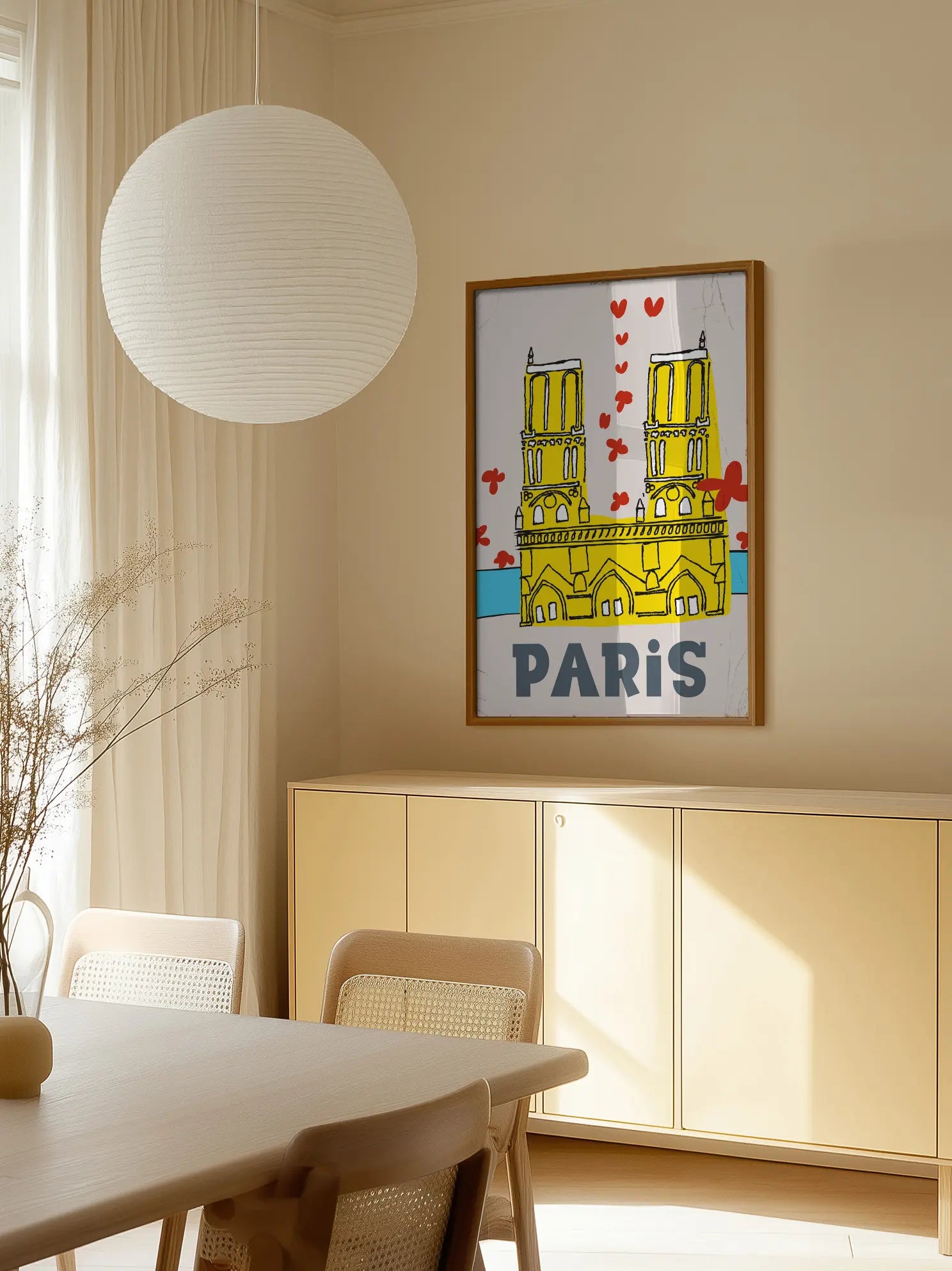 Yellow Notre Dame Poster