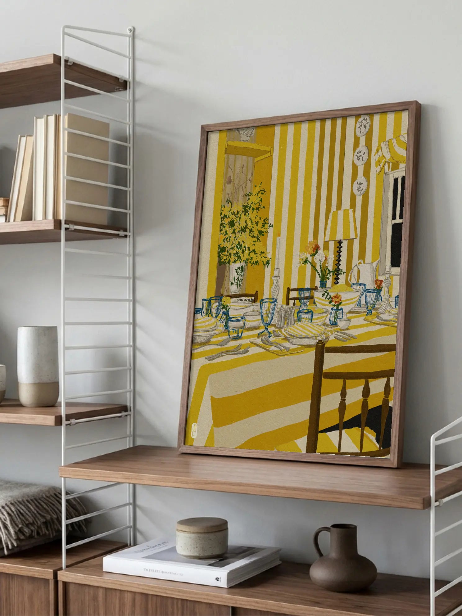 Yellow Striped Dinner Poster