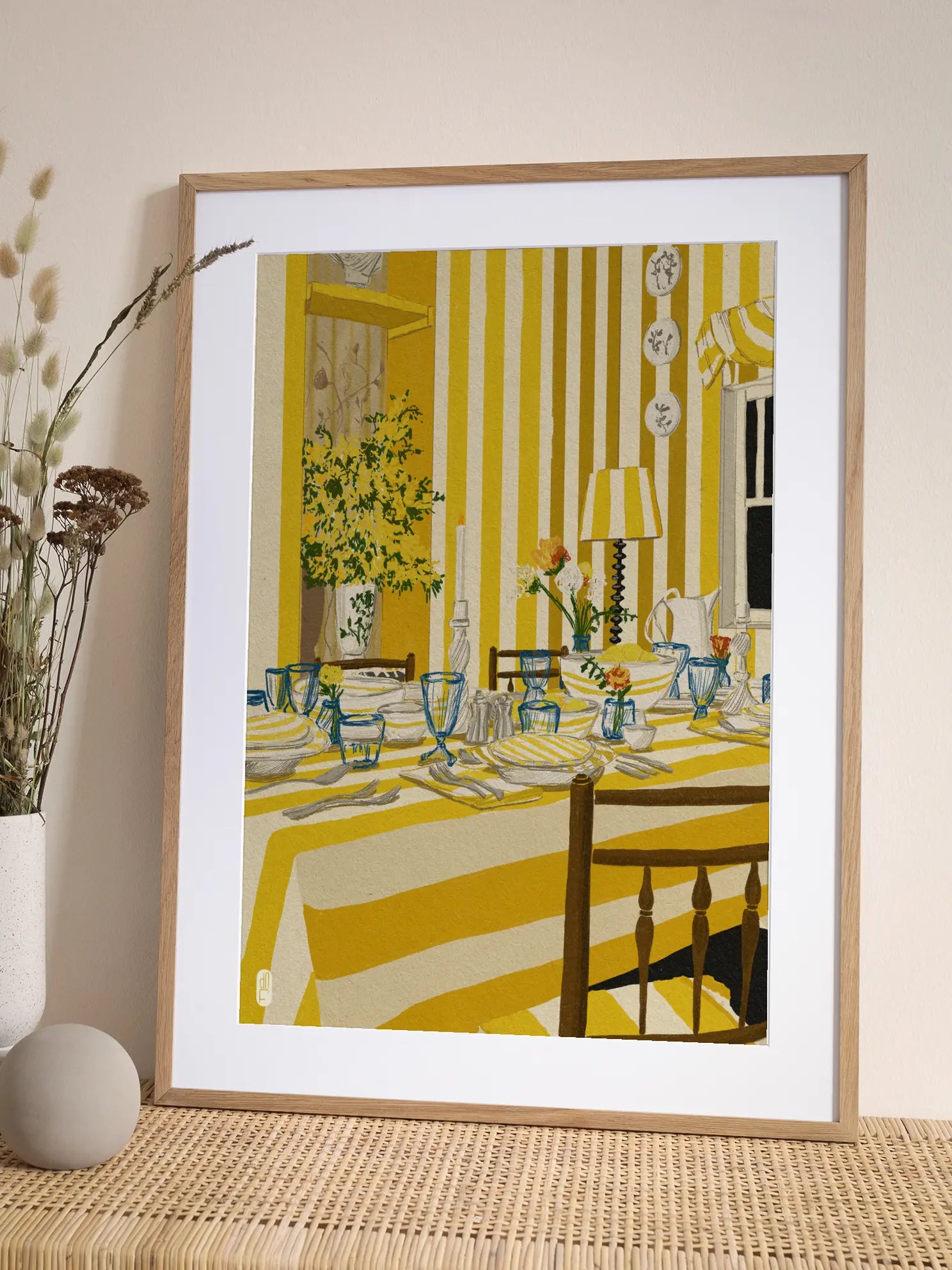 Yellow Striped Dinner Poster