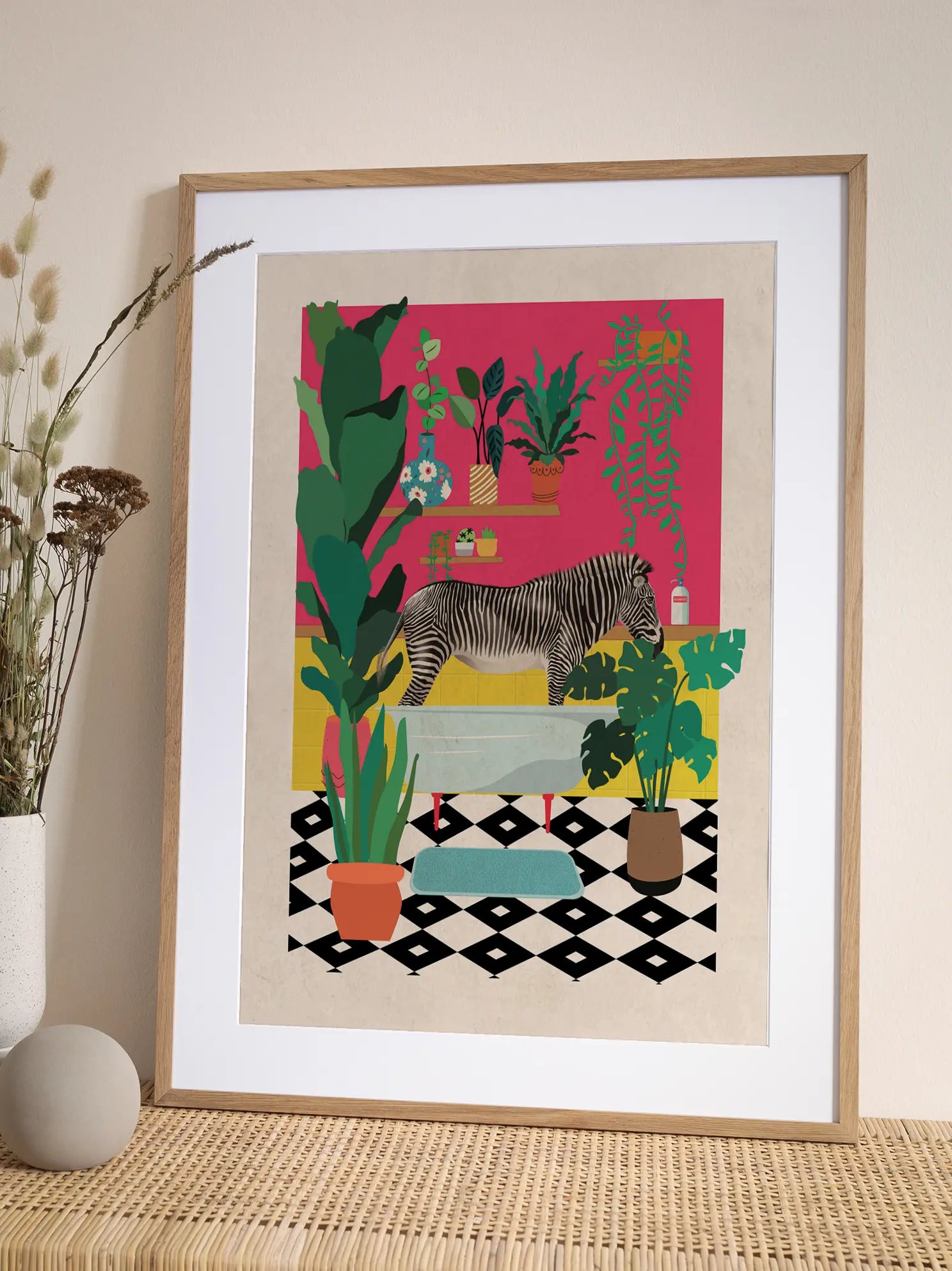 Zebra Bathtime Poster