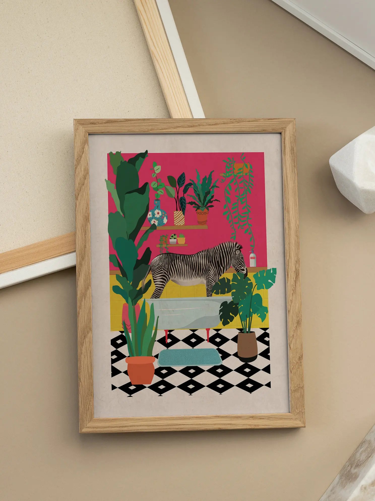 Zebra Bathtime Poster