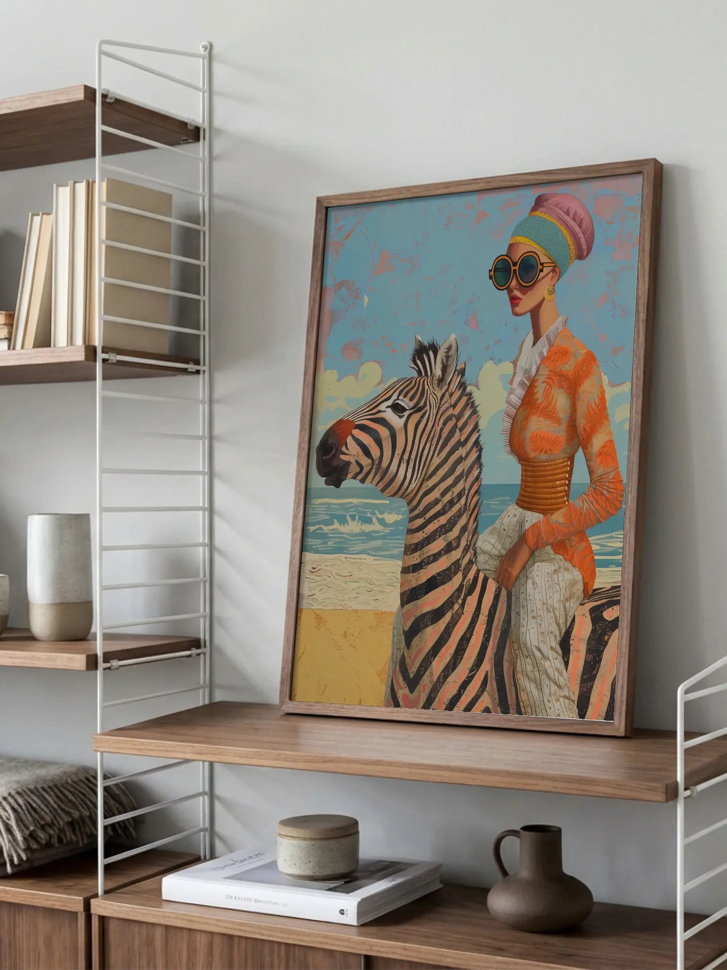 Zebra Beach Ride Poster