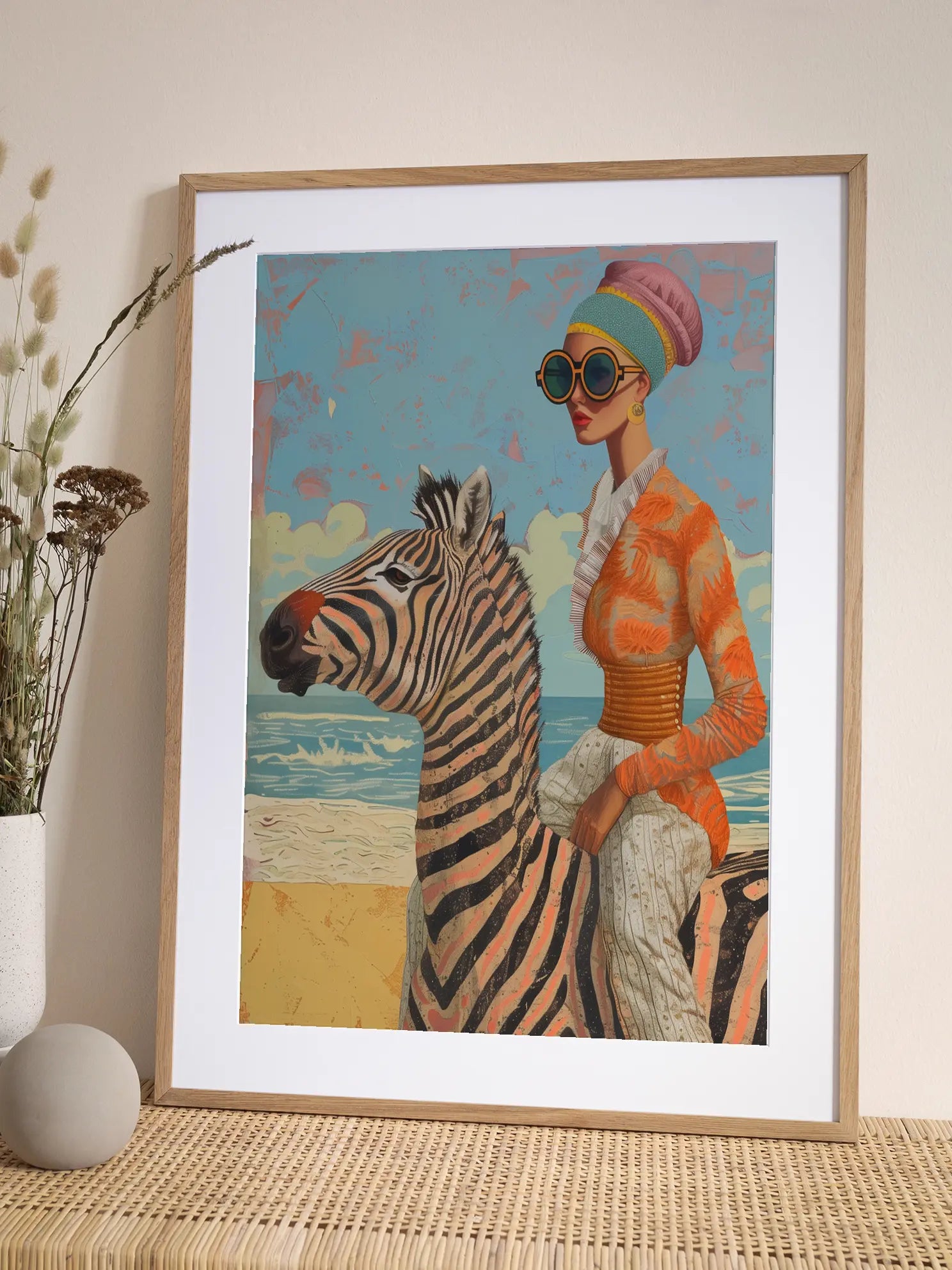 Zebra Beach Ride Poster