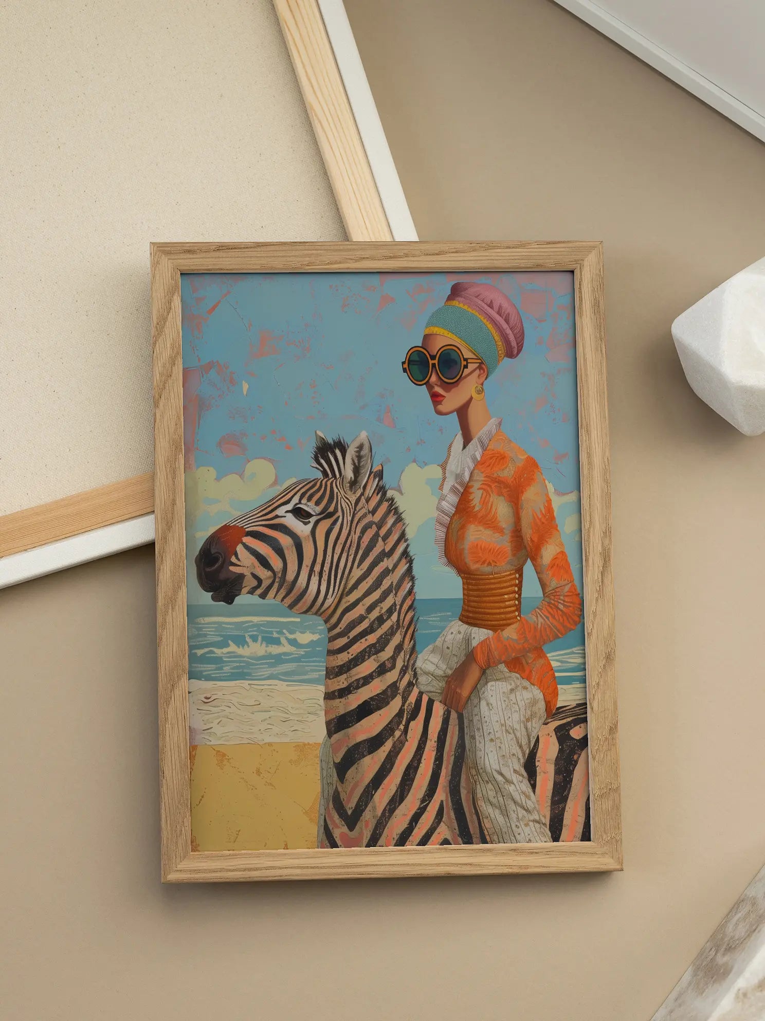Zebra Beach Ride Poster