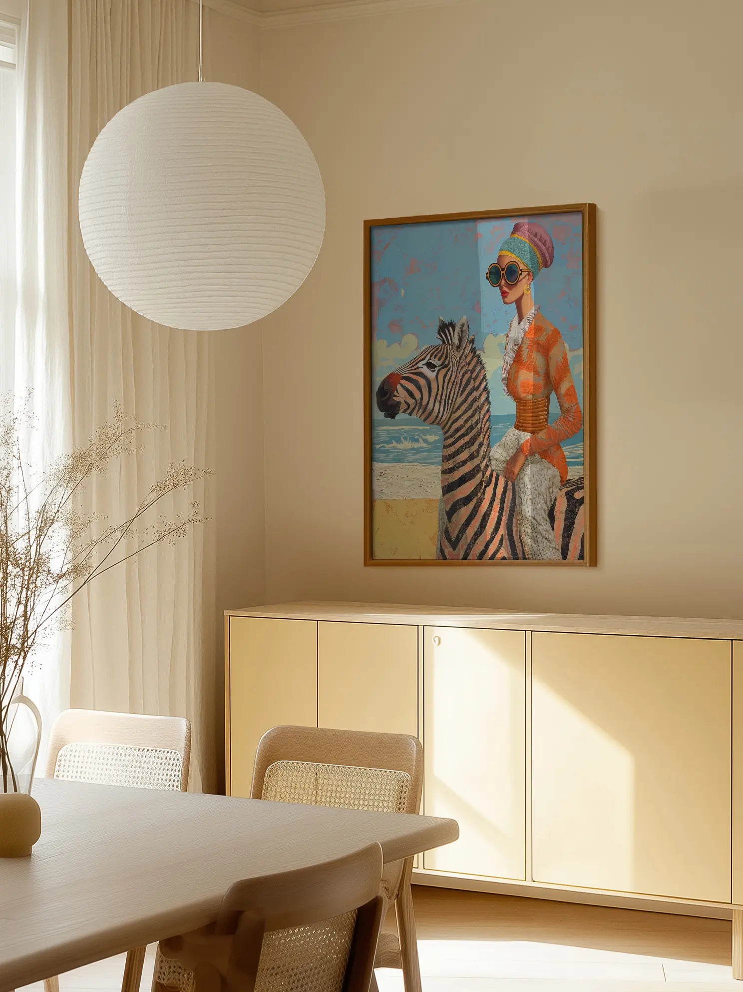 Zebra Beach Ride Poster